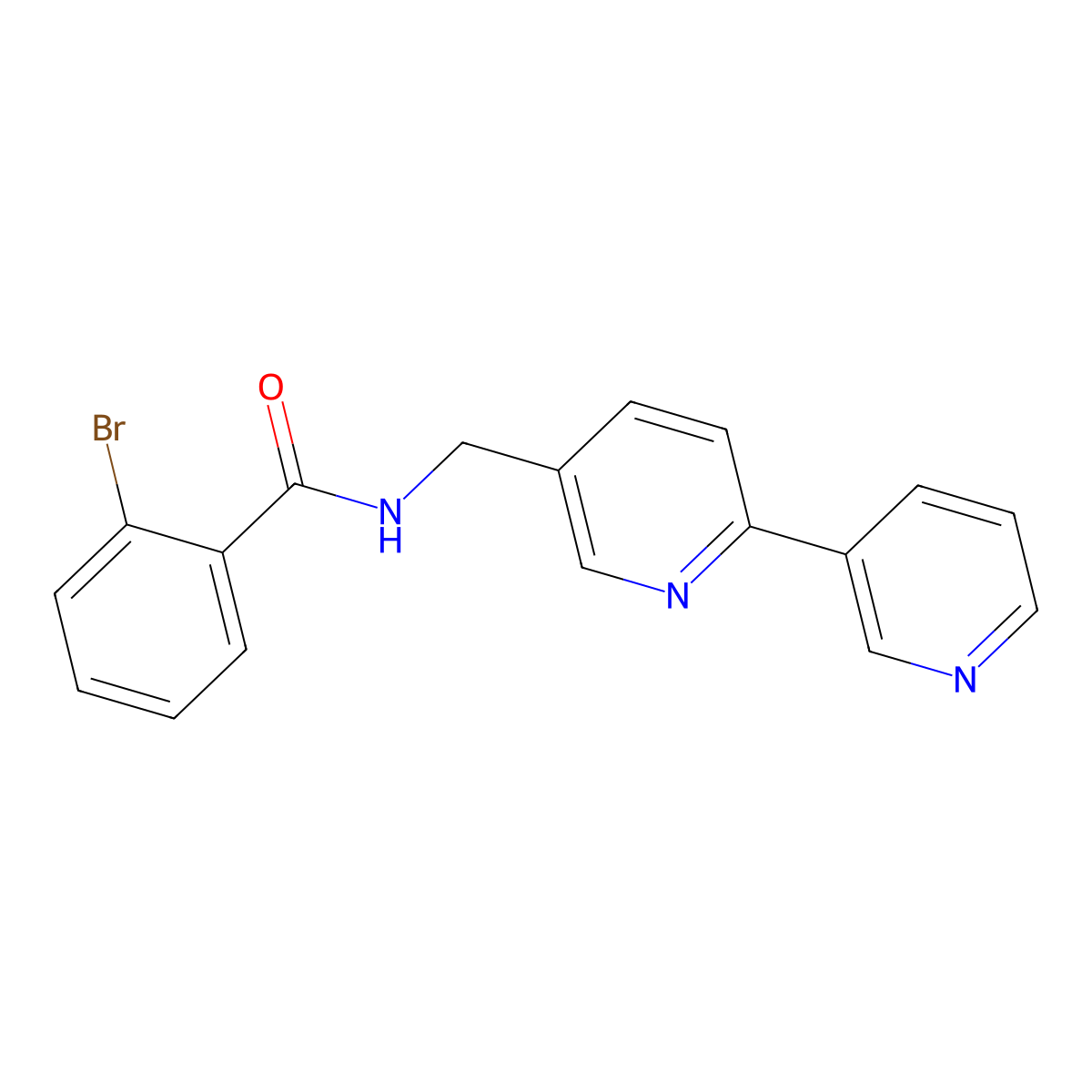 N-({[2,3'-bipyridine]-5-yl}methyl)-2-bromobenzamide molecular structure, CAS 2034210-12-1