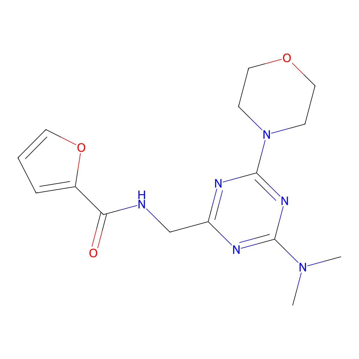 N-((4-(dimethylamino)-6-morpholino-1,3,5-triazin-2-yl)methyl)furan-2-carboxamide molecular structure, CAS 2034210-14-3