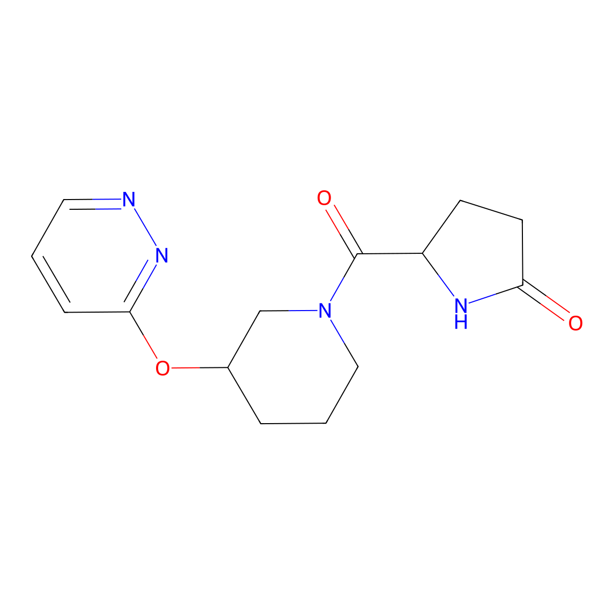 5-[3-(Pyridazin-3-yloxy)piperidine-1-carbonyl]pyrrolidin-2-one molecular structure, CAS 2034210-24-5