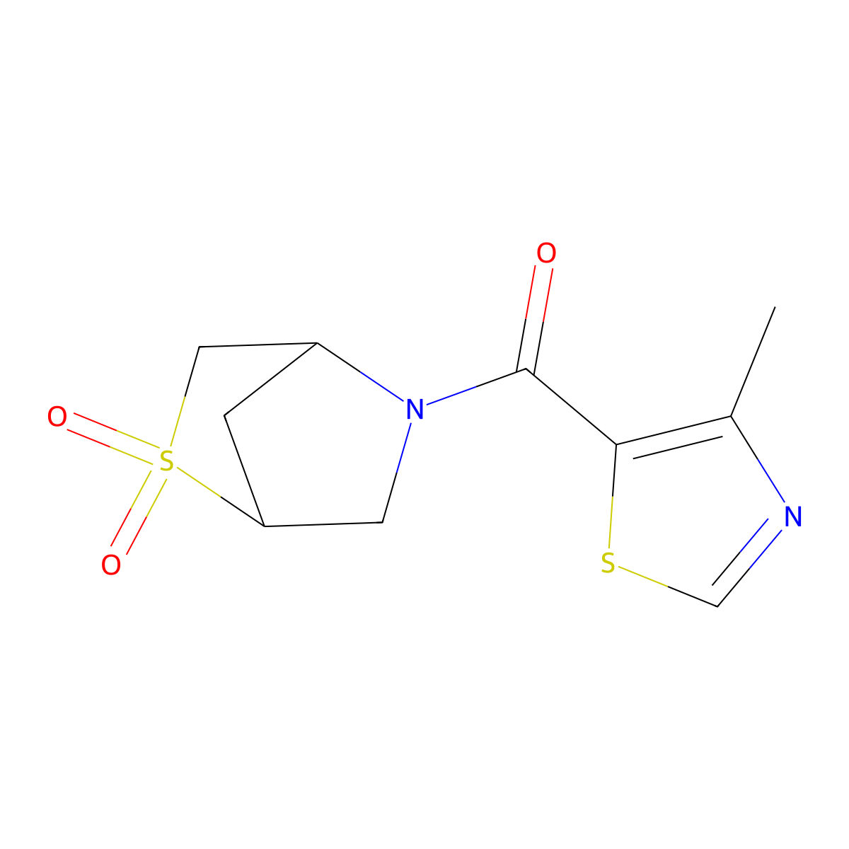 (2,2-Dioxido-2-thia-5-azabicyclo[2.2.1]heptan-5-yl)(4-methylthiazol-5-yl)methanone molecular structure, CAS 2034210-28-9