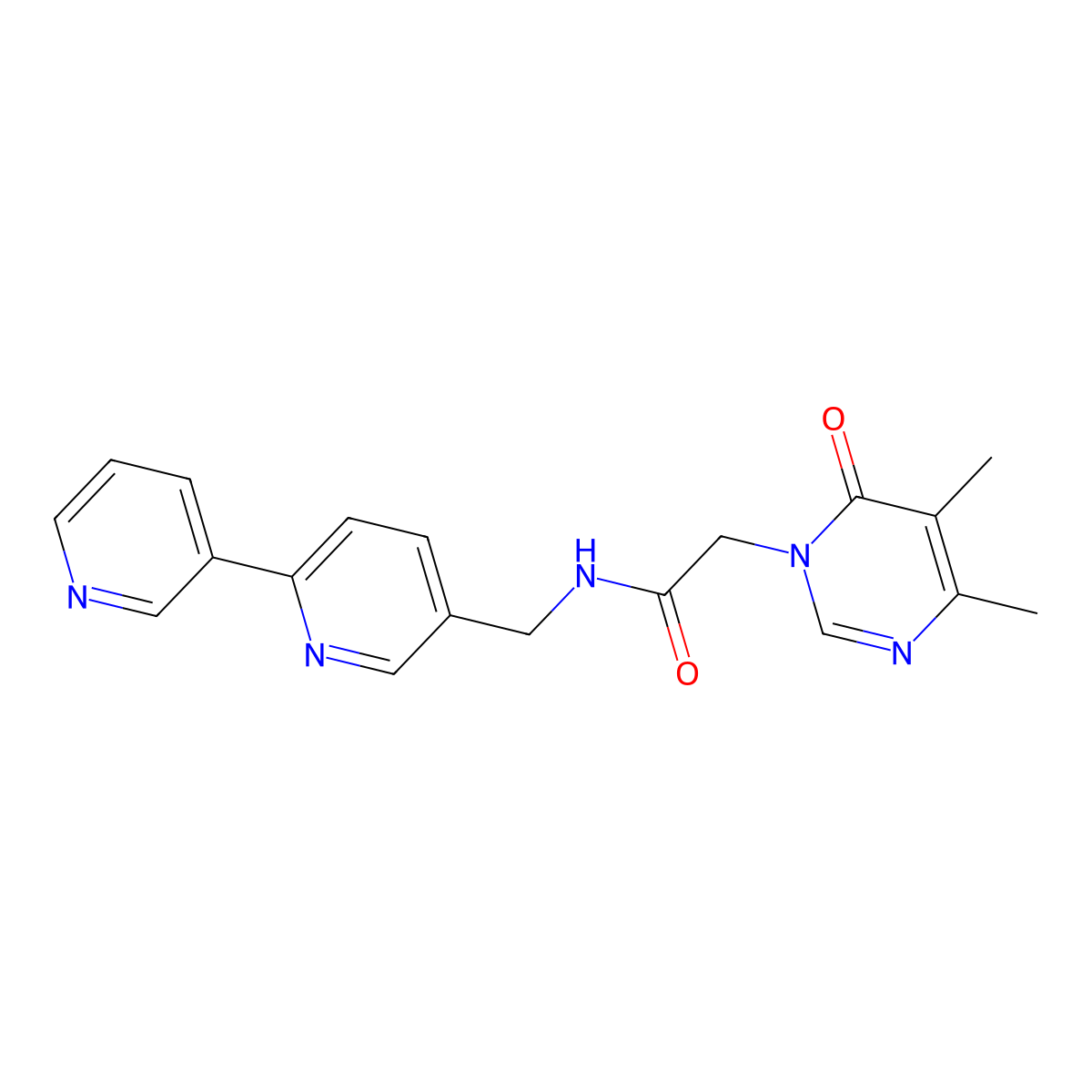 N-([2,3'-bipyridin]-5-ylmethyl)-2-(4,5-dimethyl-6-oxopyrimidin-1(6H)-yl)acetamide molecular structure, CAS 2034210-29-0