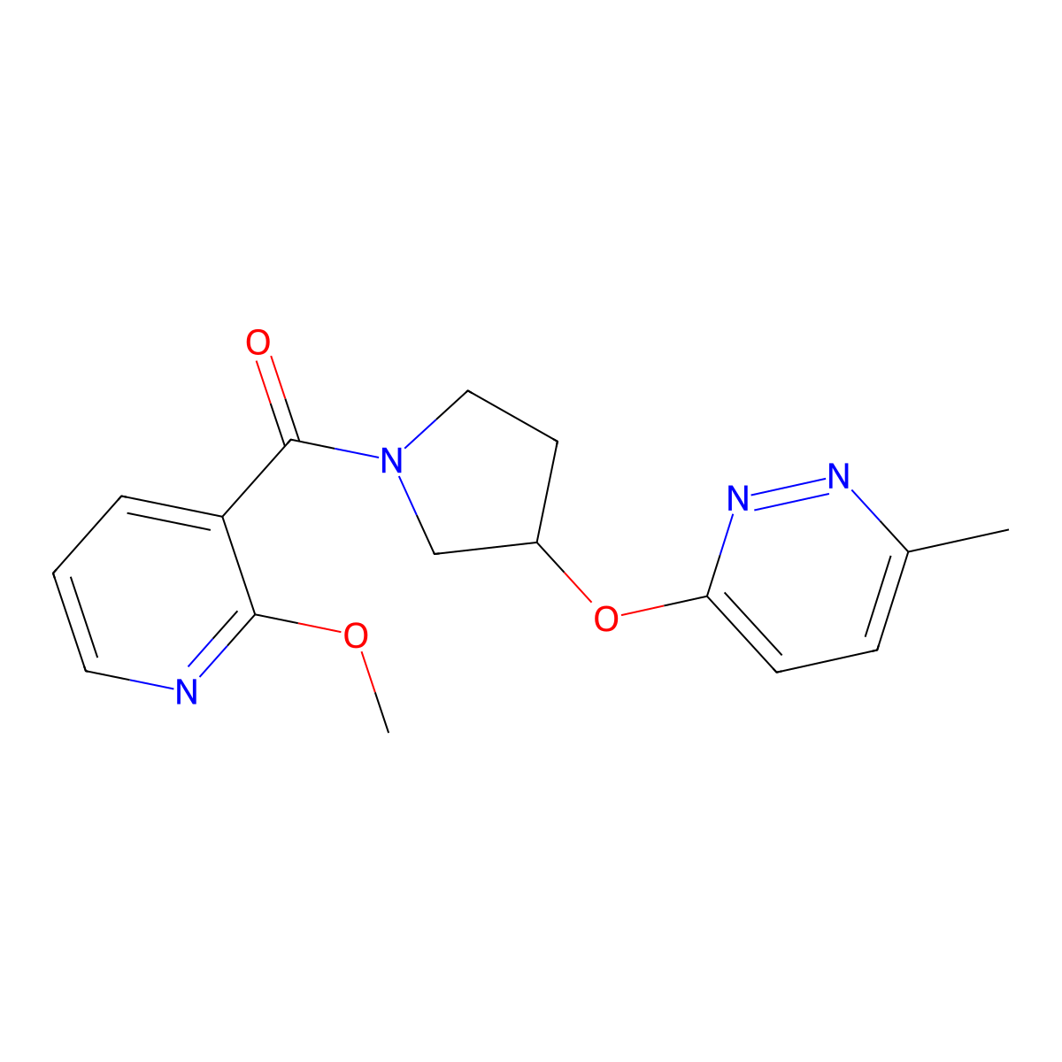 (2-Methoxypyridin-3-yl)(3-((6-methylpyridazin-3-yl)oxy)pyrrolidin-1-yl)methanone molecular structure, CAS 2034210-41-6
