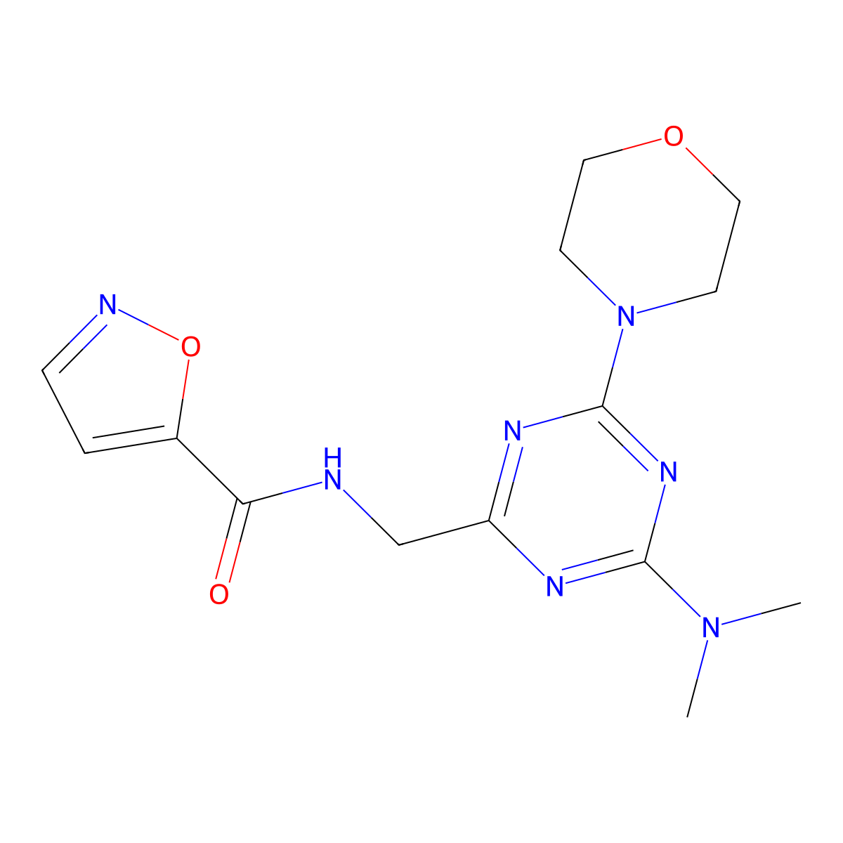 N-((4-(dimethylamino)-6-morpholino-1,3,5-triazin-2-yl)methyl)isoxazole-5-carboxamide molecular structure, CAS 2034210-42-7