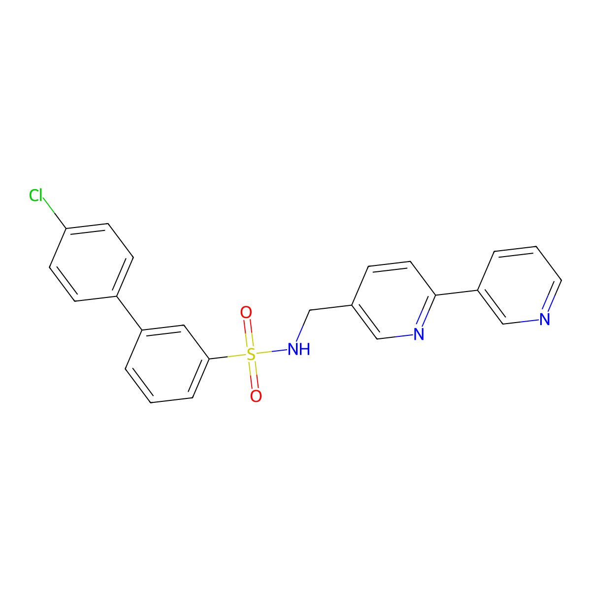 N-({[2,3'-bipyridine]-5-yl}methyl)-4'-chloro-[1,1'-biphenyl]-3-sulfonamide molecular structure, CAS 2034222-33-6