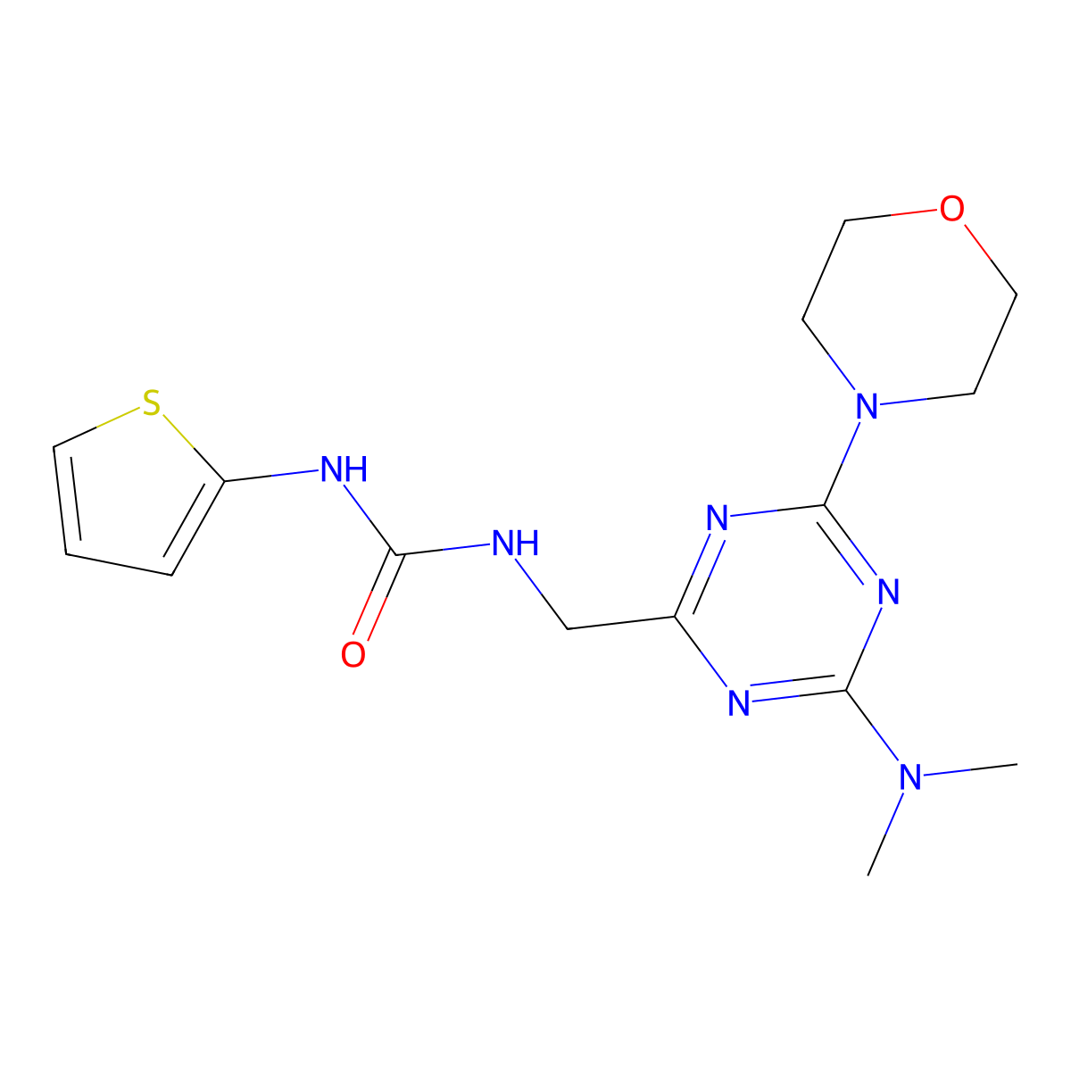 1-((4-(Dimethylamino)-6-morpholino-1,3,5-triazin-2-yl)methyl)-3-(thiophen-2-yl)urea molecular structure, CAS 2034222-36-9