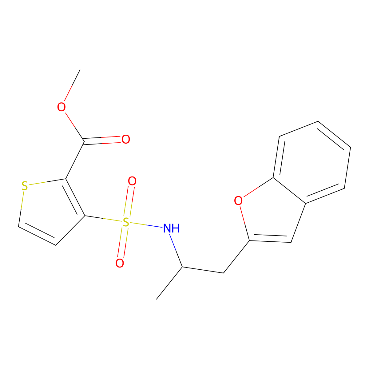 methyl 3-(N-(1-(benzofuran-2-yl)propan-2-yl)sulfamoyl)thiophene-2-carboxylate molecular structure, CAS 2034222-47-2