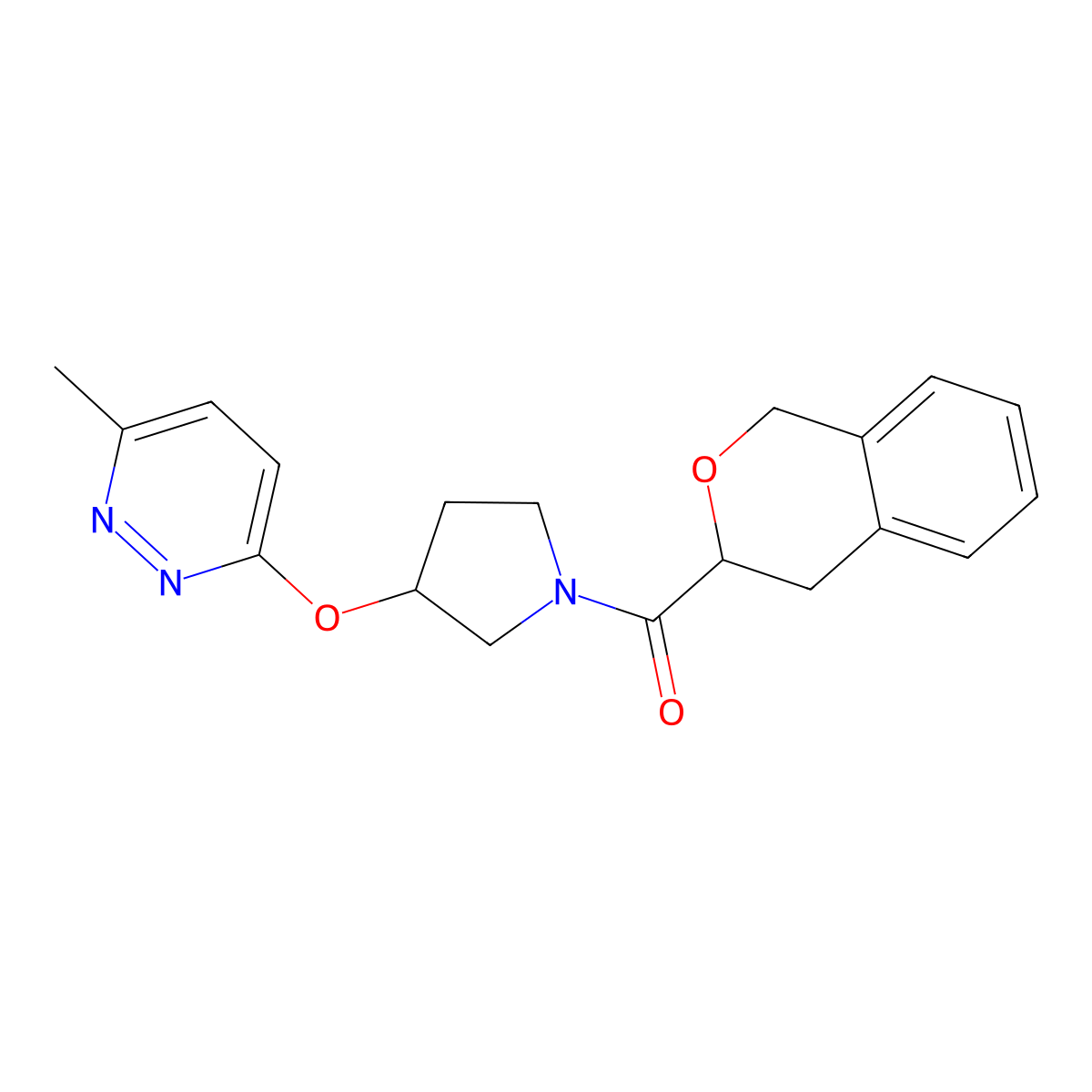 Isochroman-3-yl(3-((6-methylpyridazin-3-yl)oxy)pyrrolidin-1-yl)methanone molecular structure, CAS 2034222-53-0