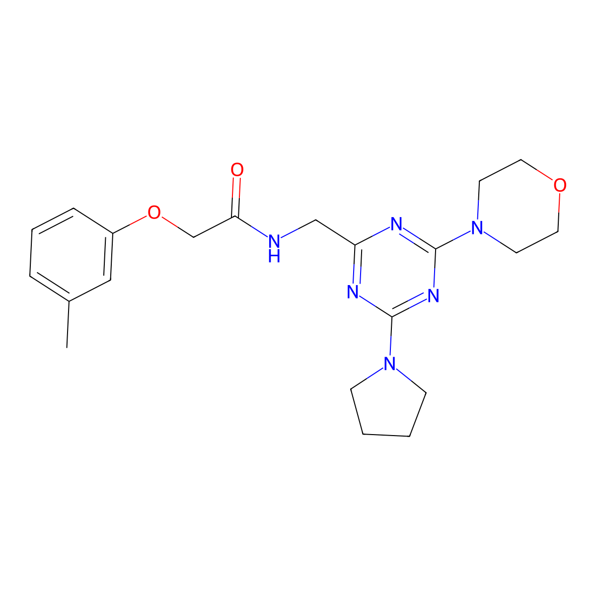 N-((4-morpholino-6-(pyrrolidin-1-yl)-1,3,5-triazin-2-yl)methyl)-2-(m-tolyloxy)acetamide molecular structure, CAS 2034222-58-5