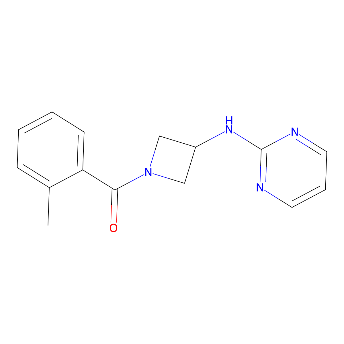 (3-(Pyrimidin-2-ylamino)azetidin-1-yl)(o-tolyl)methanone molecular structure, CAS 2034222-60-9