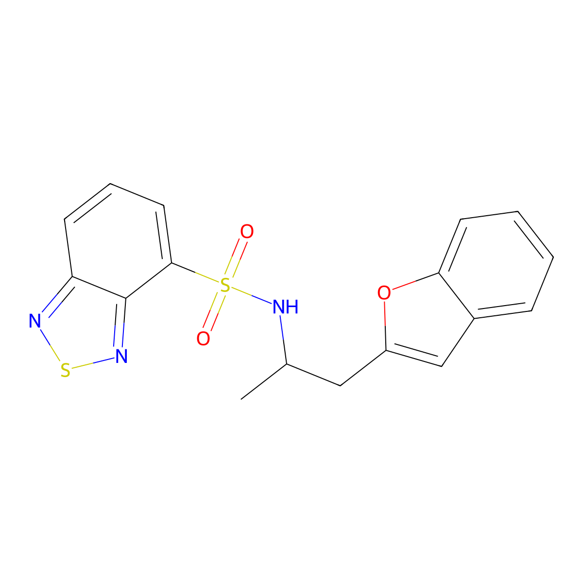 N-(1-(benzofuran-2-yl)propan-2-yl)benzo[c][1,2,5]thiadiazole-4-sulfonamide molecular structure, CAS 2034222-62-1