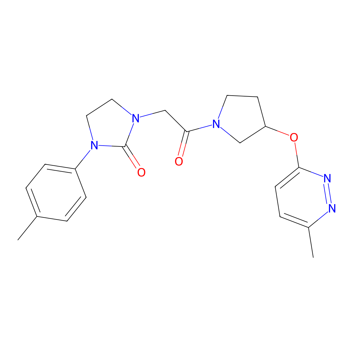 1-(2-(3-((6-Methylpyridazin-3-yl)oxy)pyrrolidin-1-yl)-2-oxoethyl)-3-(p-tolyl)imidazolidin-2-one molecular structure, CAS 2034222-66-5