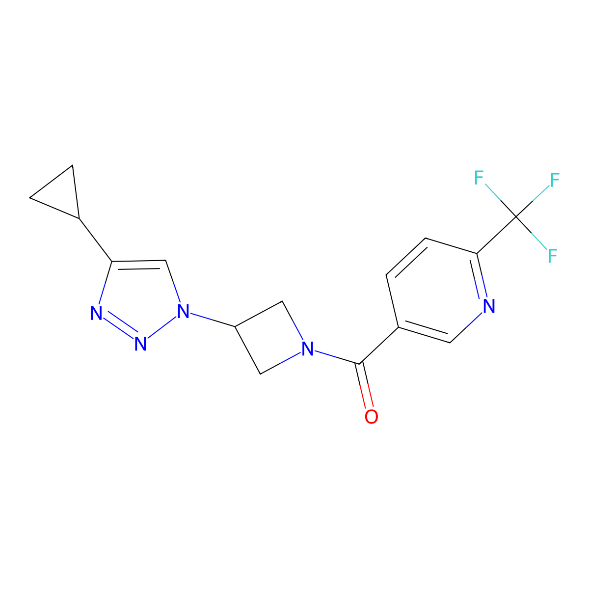 (3-(4-cyclopropyl-1H-1,2,3-triazol-1-yl)azetidin-1-yl)(6-(trifluoromethyl)pyridin-3-yl)methanone molecular structure, CAS 2034222-68-7