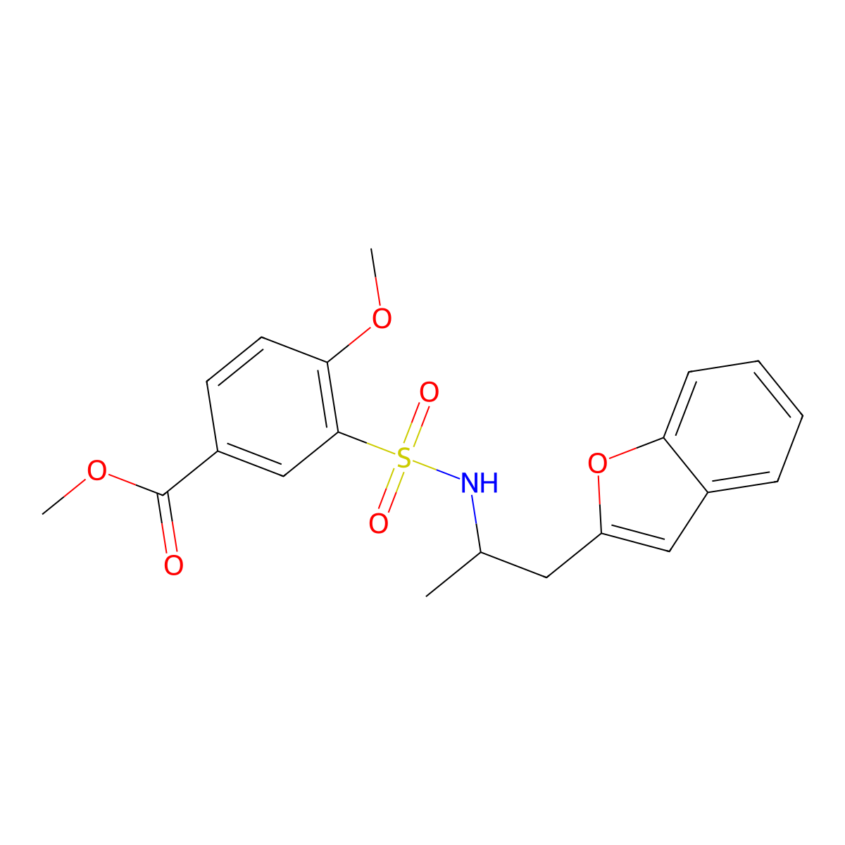 methyl 3-(N-(1-(benzofuran-2-yl)propan-2-yl)sulfamoyl)-4-methoxybenzoate molecular structure, CAS 2034222-72-3