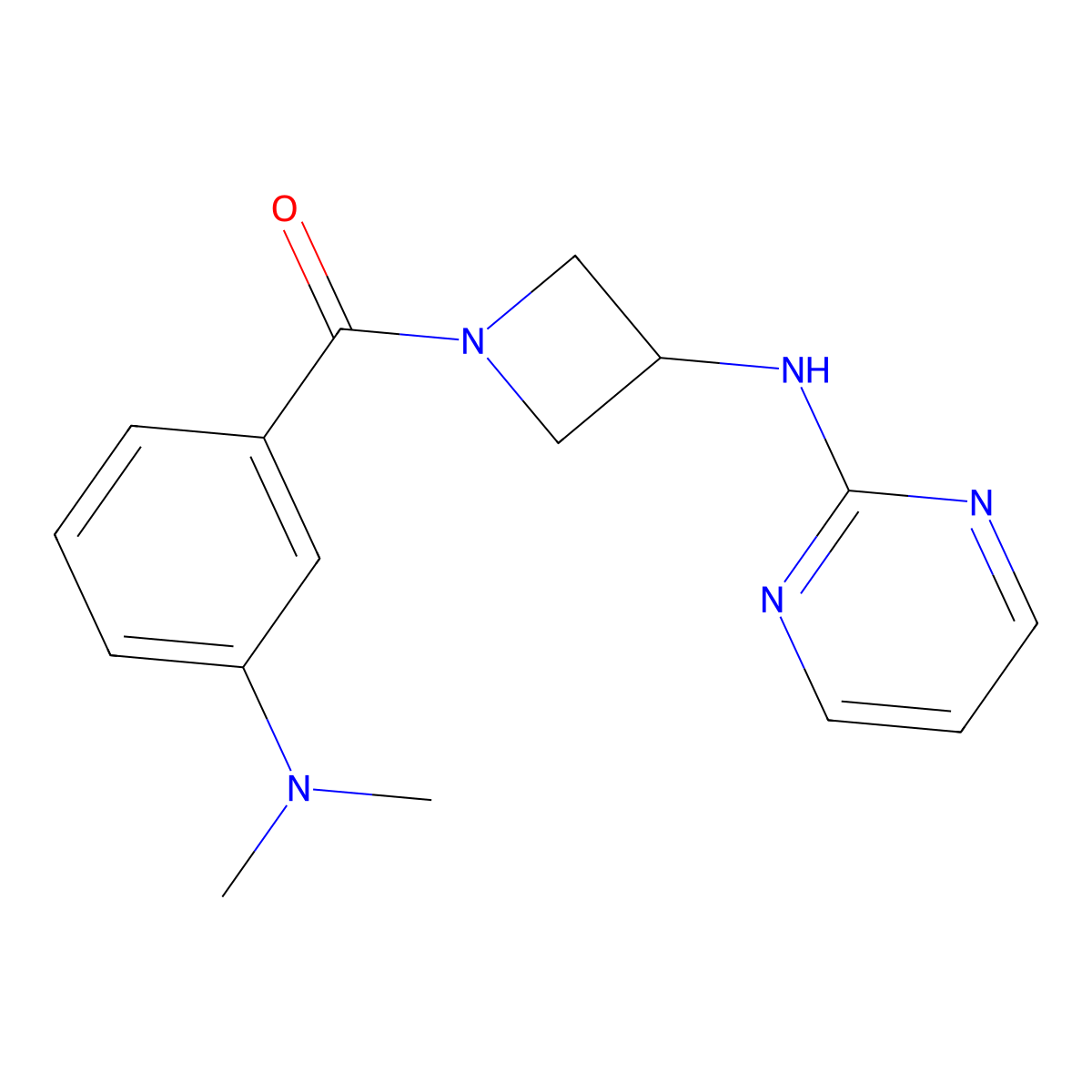 (3-(Dimethylamino)phenyl)(3-(pyrimidin-2-ylamino)azetidin-1-yl)methanone molecular structure, CAS 2034222-73-4