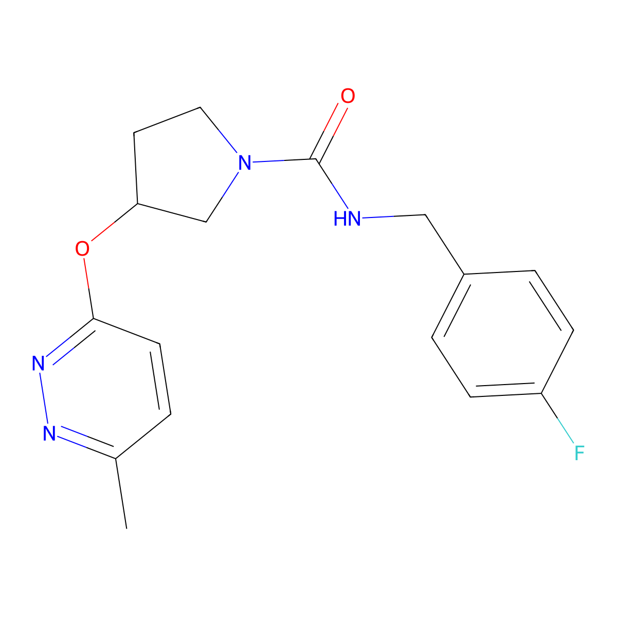 N-(4-fluorobenzyl)-3-((6-methylpyridazin-3-yl)oxy)pyrrolidine-1-carboxamide molecular structure, CAS 2034222-78-9