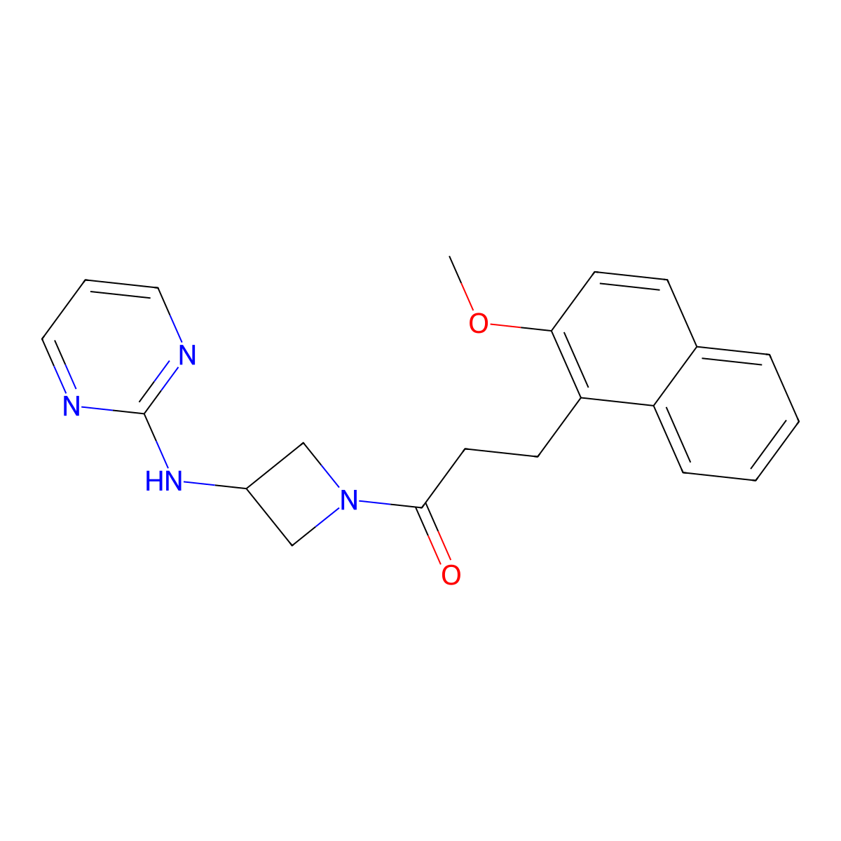 3-(2-Methoxynaphthalen-1-yl)-1-(3-(pyrimidin-2-ylamino)azetidin-1-yl)propan-1-one molecular structure, CAS 2034222-80-3