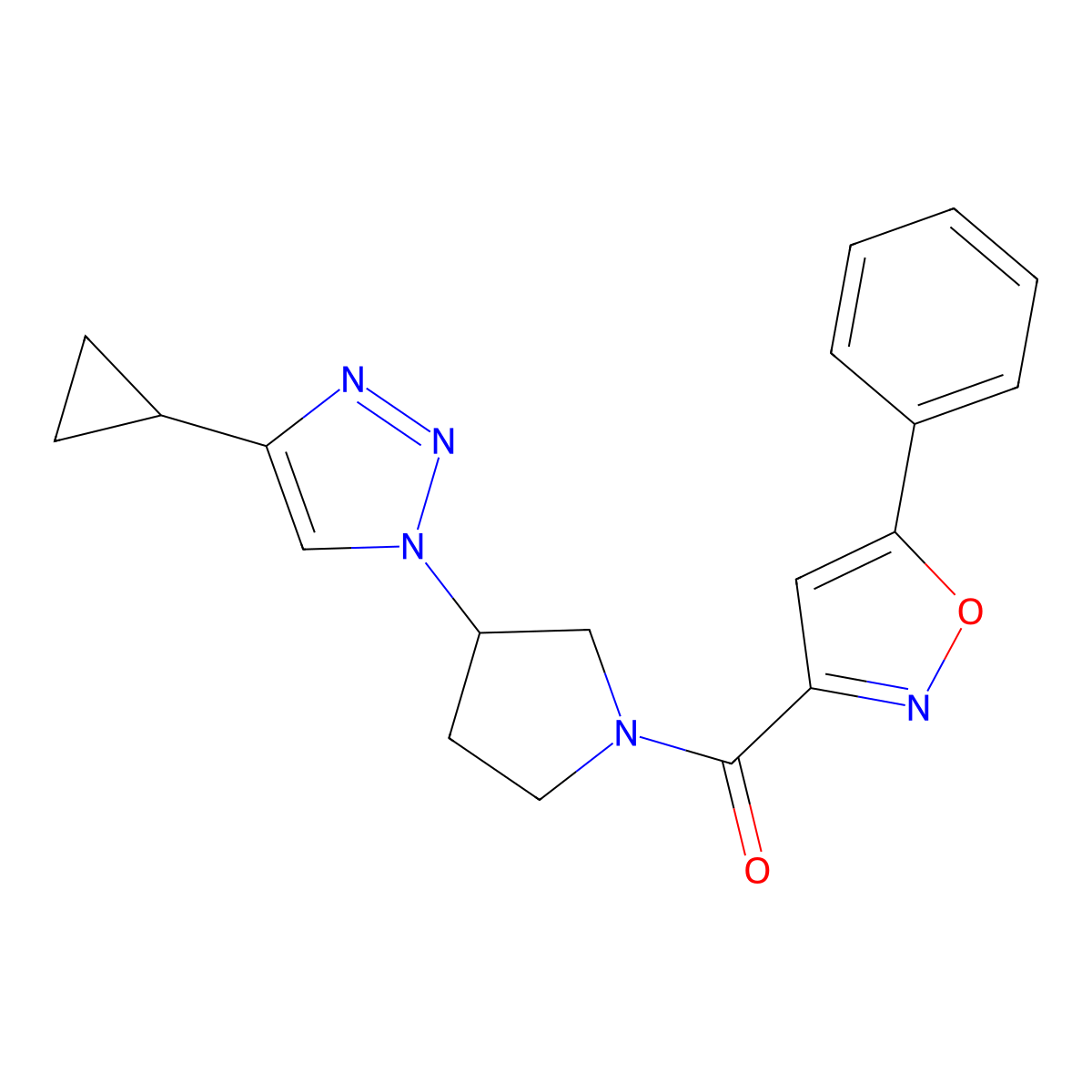 (3-(4-cyclopropyl-1H-1,2,3-triazol-1-yl)pyrrolidin-1-yl)(5-phenylisoxazol-3-yl)methanone molecular structure, CAS 2034222-87-0