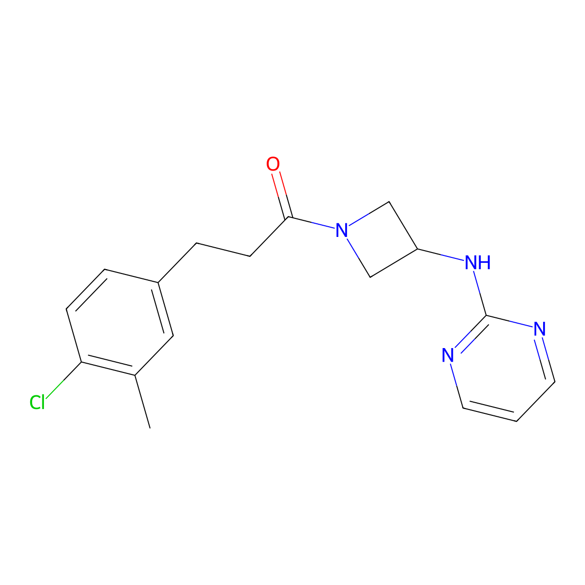 3-(4-Chloro-3-methylphenyl)-1-(3-(pyrimidin-2-ylamino)azetidin-1-yl)propan-1-one molecular structure, CAS 2034222-91-6