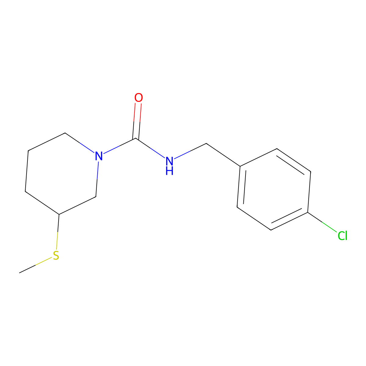 N-(4-chlorobenzyl)-3-(methylthio)piperidine-1-carboxamide molecular structure, CAS 2034222-94-9