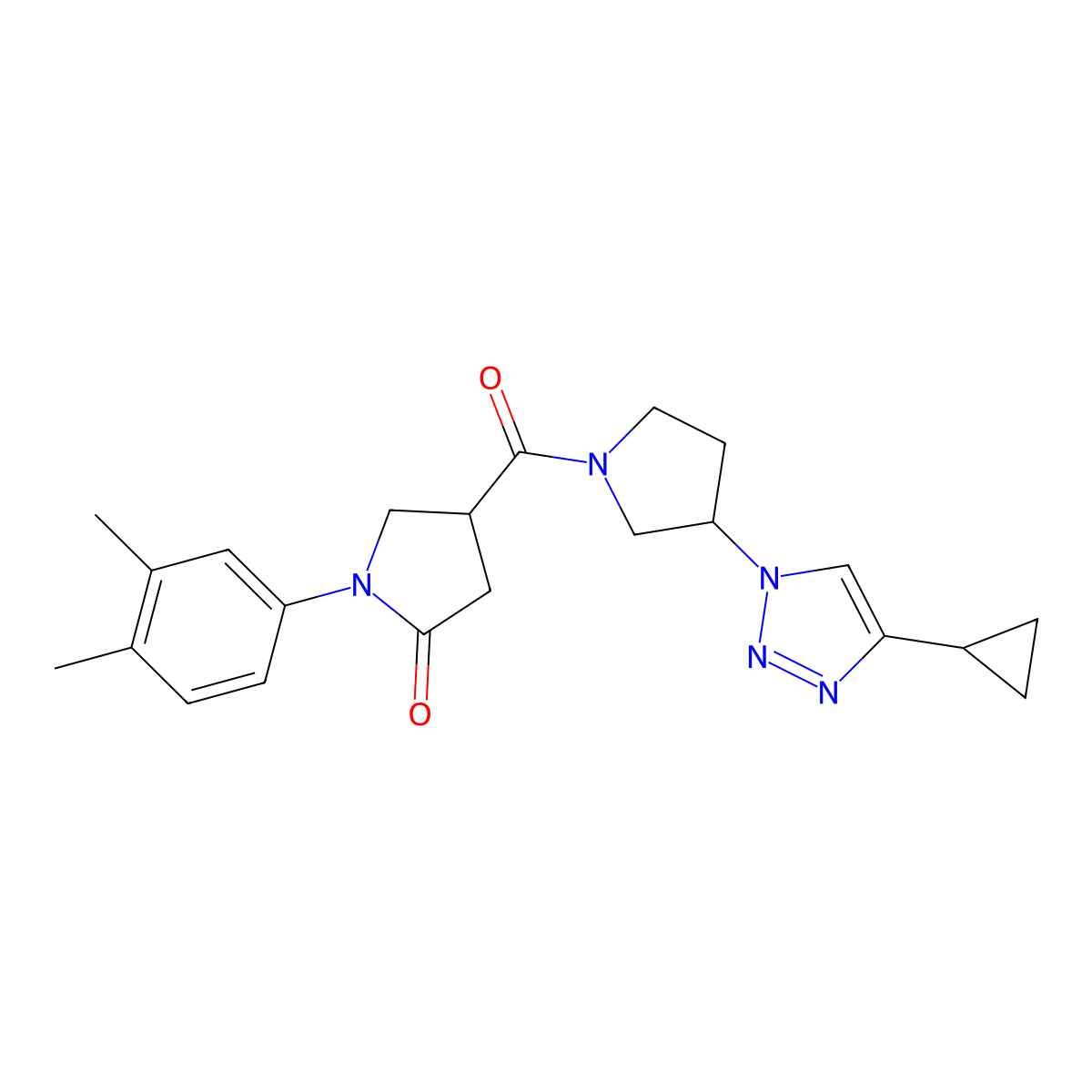4-[3-(4-cyclopropyl-1H-1,2,3-triazol-1-yl)pyrrolidine-1-carbonyl]-1-(3,4-dimethylphenyl)pyrrolidin-2-one molecular structure, CAS 2034222-95-0