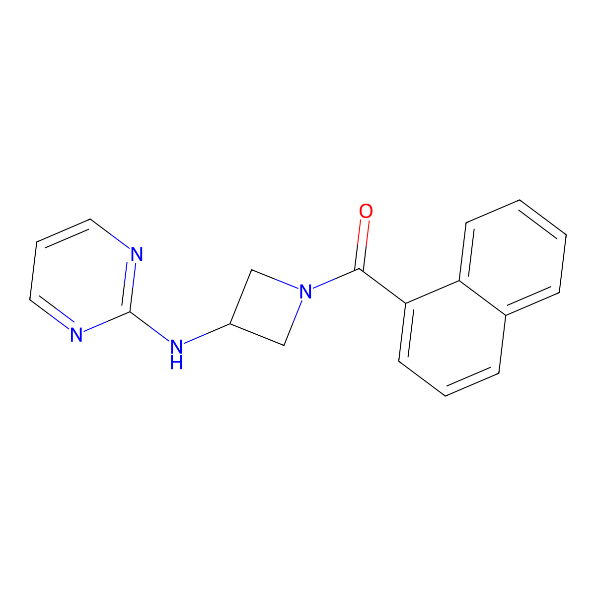 Naphthalen-1-yl(3-(pyrimidin-2-ylamino)azetidin-1-yl)methanone molecular structure, CAS 2034223-09-9