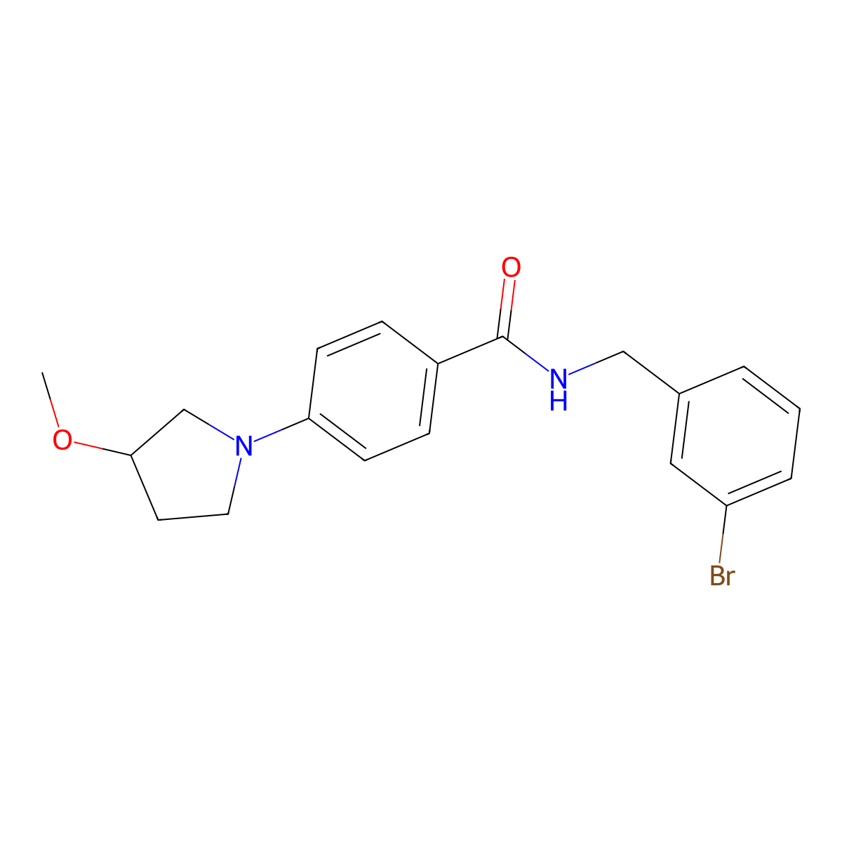 N-(3-bromobenzyl)-4-(3-methoxypyrrolidin-1-yl)benzamide molecular structure, CAS 2034223-10-2