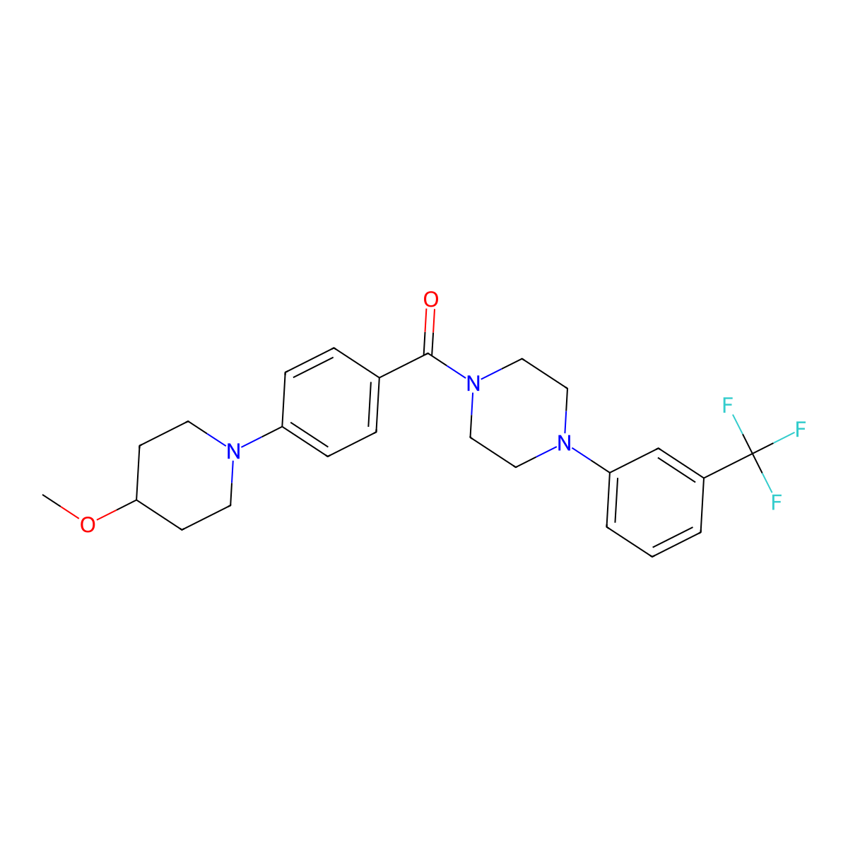 (4-(4-Methoxypiperidin-1-yl)phenyl)(4-(3-(trifluoromethyl)phenyl)piperazin-1-yl)methanone molecular structure, CAS 2034223-19-1