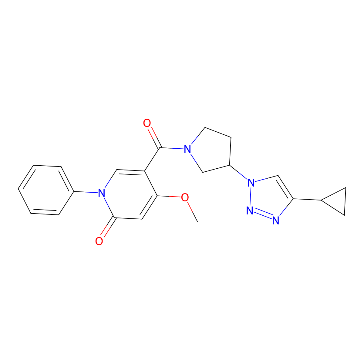 5-(3-(4-cyclopropyl-1H-1,2,3-triazol-1-yl)pyrrolidine-1-carbonyl)-4-methoxy-1-phenylpyridin-2(1H)-one molecular structure, CAS 2034223-32-8
