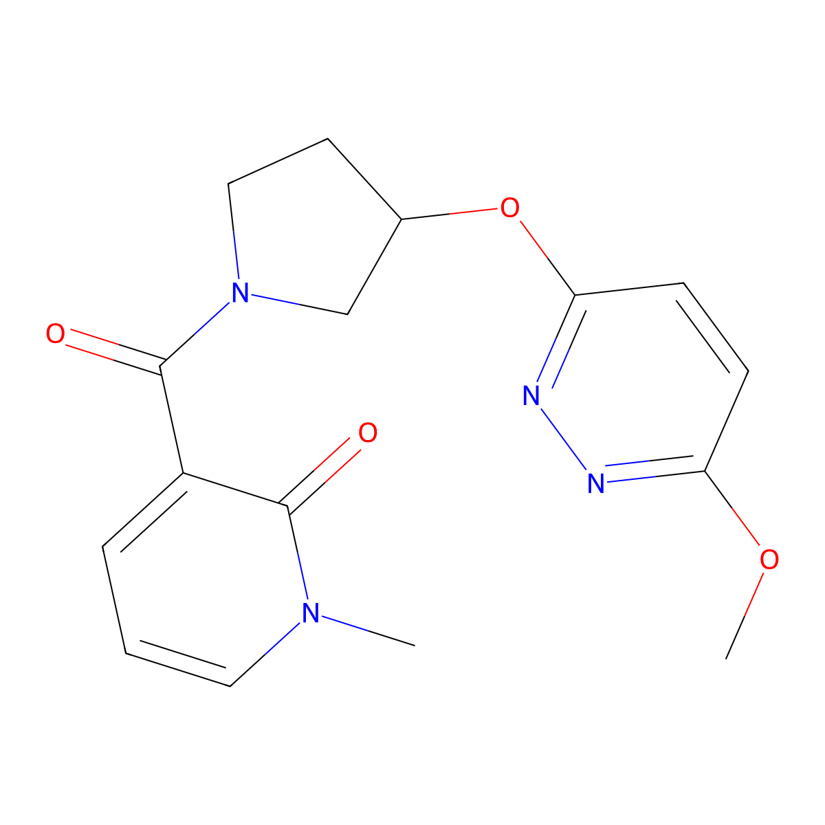 3-(3-((6-methoxypyridazin-3-yl)oxy)pyrrolidine-1-carbonyl)-1-methylpyridin-2(1H)-one molecular structure, CAS 2034223-34-0