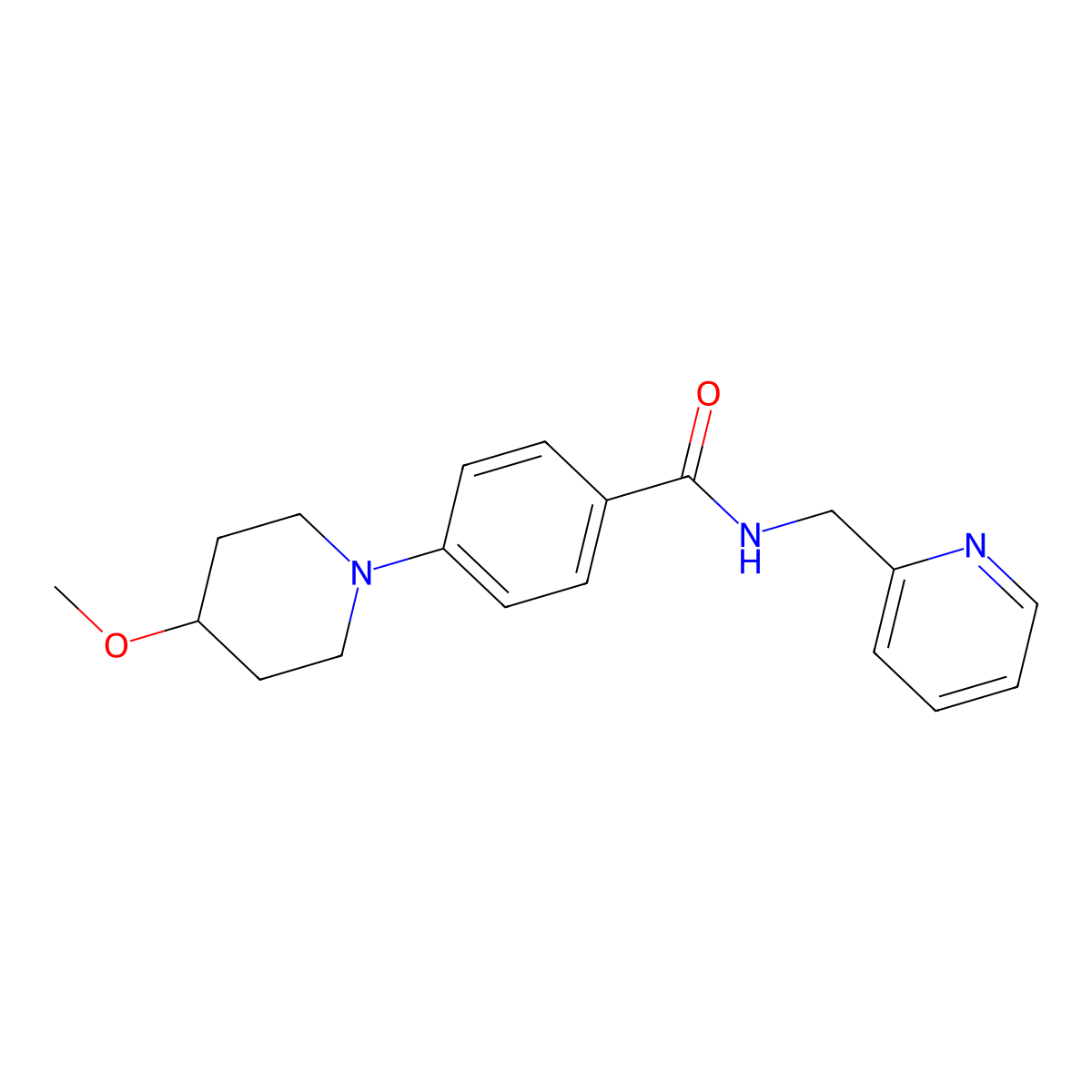 4-(4-methoxypiperidin-1-yl)-N-(pyridin-2-ylmethyl)benzamide molecular structure, CAS 2034223-36-2