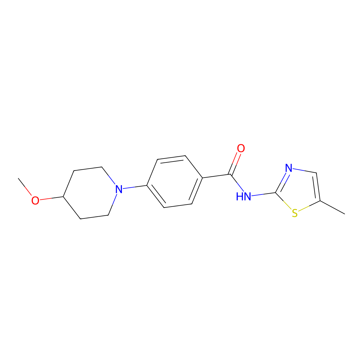 4-(4-methoxypiperidin-1-yl)-N-(5-methylthiazol-2-yl)benzamide molecular structure, CAS 2034223-49-7