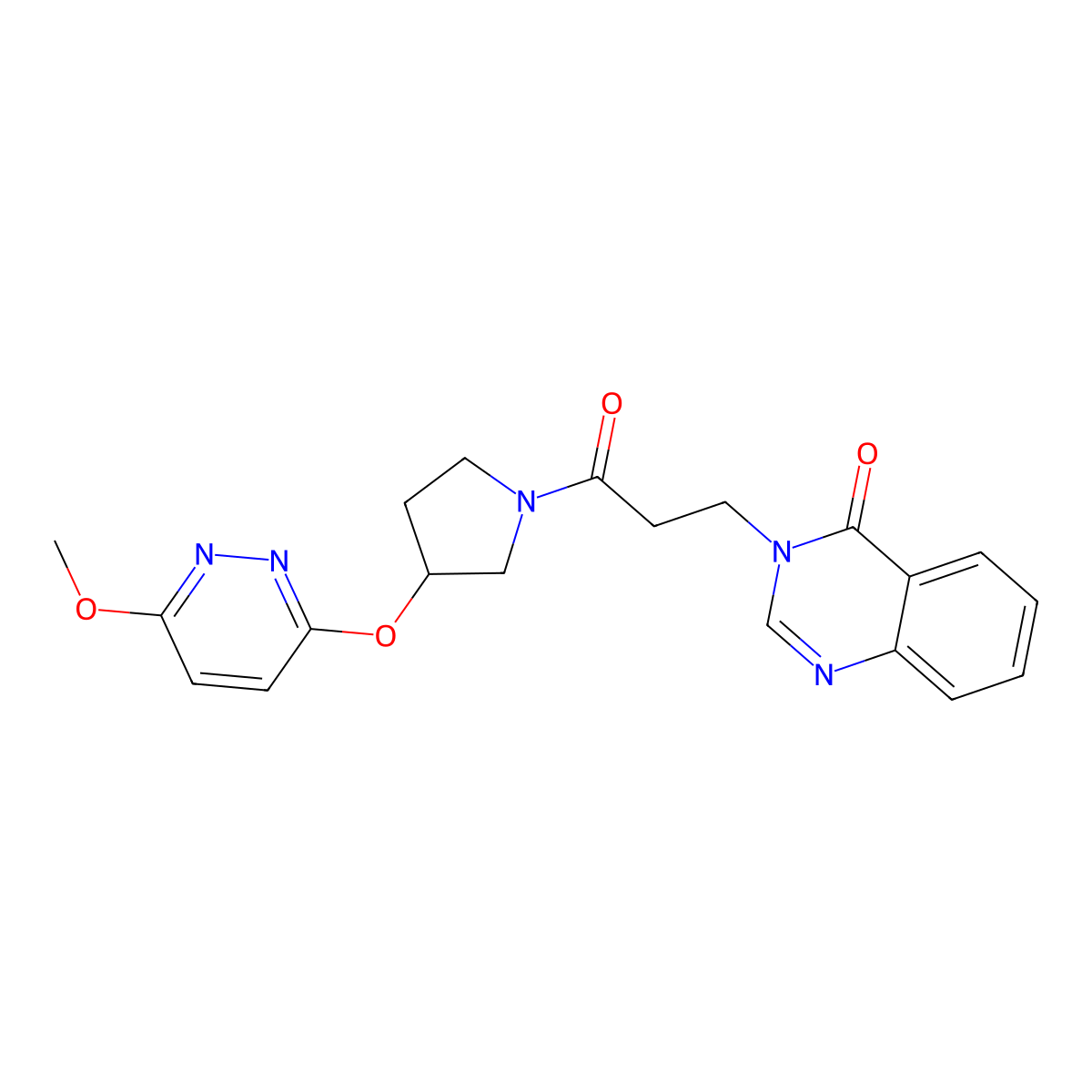 3-(3-(3-((6-methoxypyridazin-3-yl)oxy)pyrrolidin-1-yl)-3-oxopropyl)quinazolin-4(3H)-one molecular structure, CAS 2034223-58-8