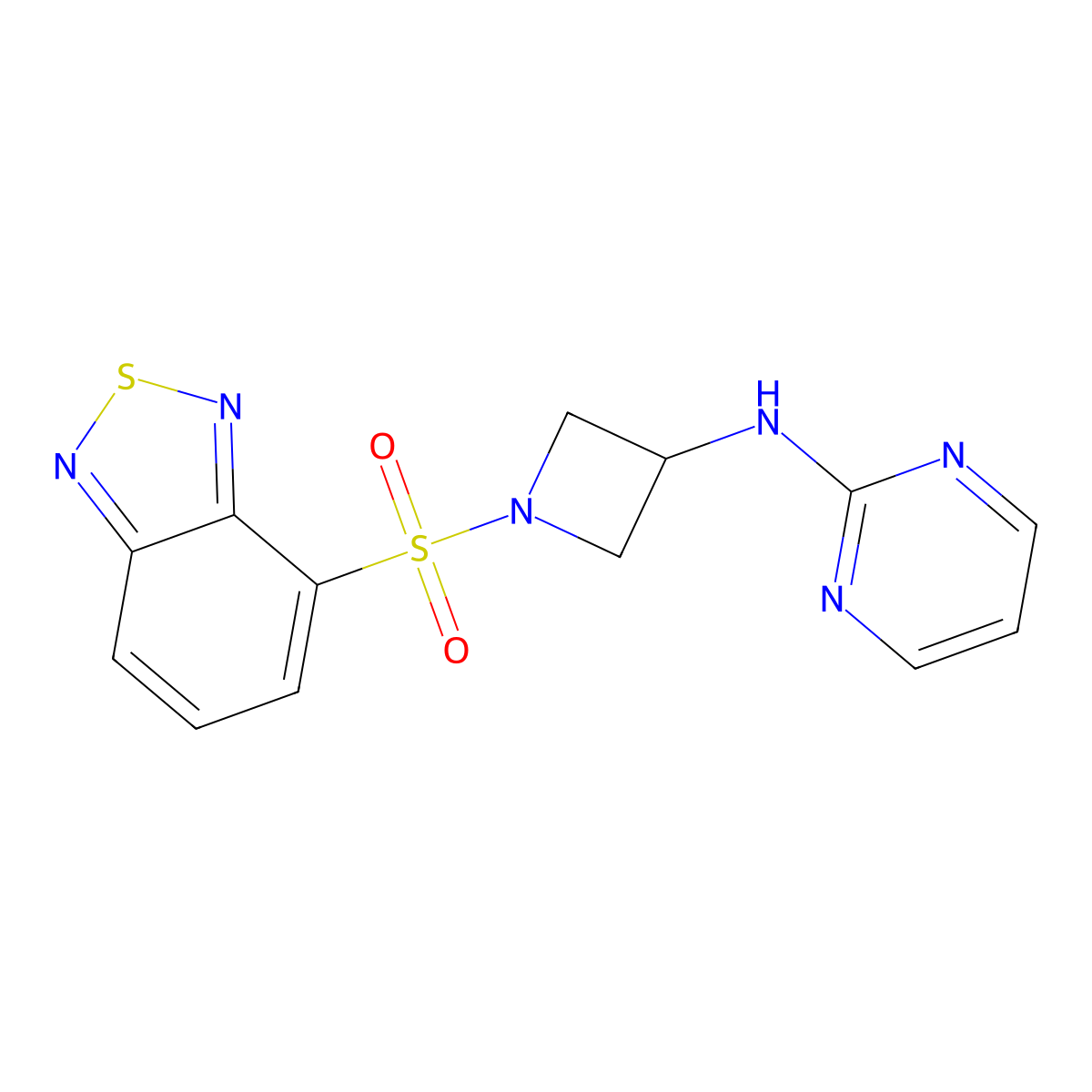 N-(1-(benzo[c][1,2,5]thiadiazol-4-ylsulfonyl)azetidin-3-yl)pyrimidin-2-amine molecular structure, CAS 2034223-66-8