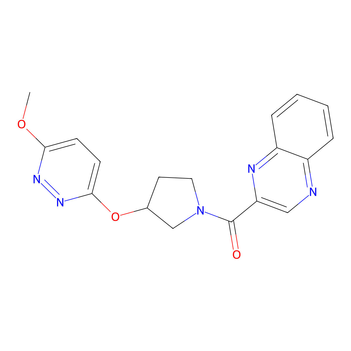 (3-((6-Methoxypyridazin-3-yl)oxy)pyrrolidin-1-yl)(quinoxalin-2-yl)methanone molecular structure, CAS 2034223-75-9