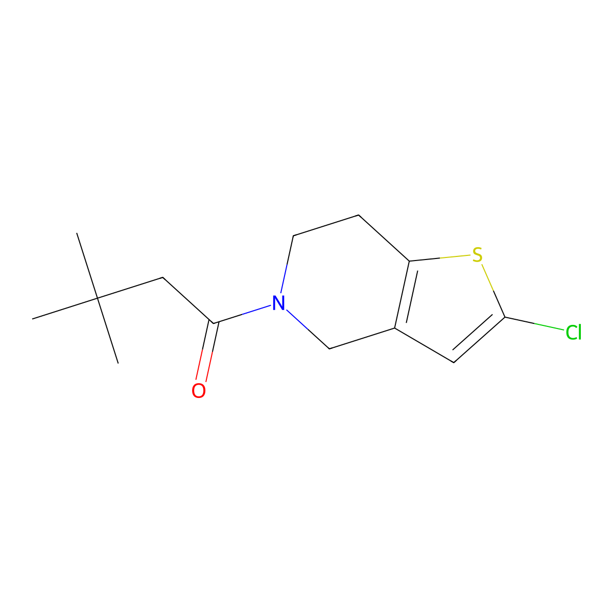 1-{2-chloro-4H,5H,6H,7H-thieno[3,2-c]pyridin-5-yl}-3,3-dimethylbutan-1-one molecular structure, CAS 2034223-78-2