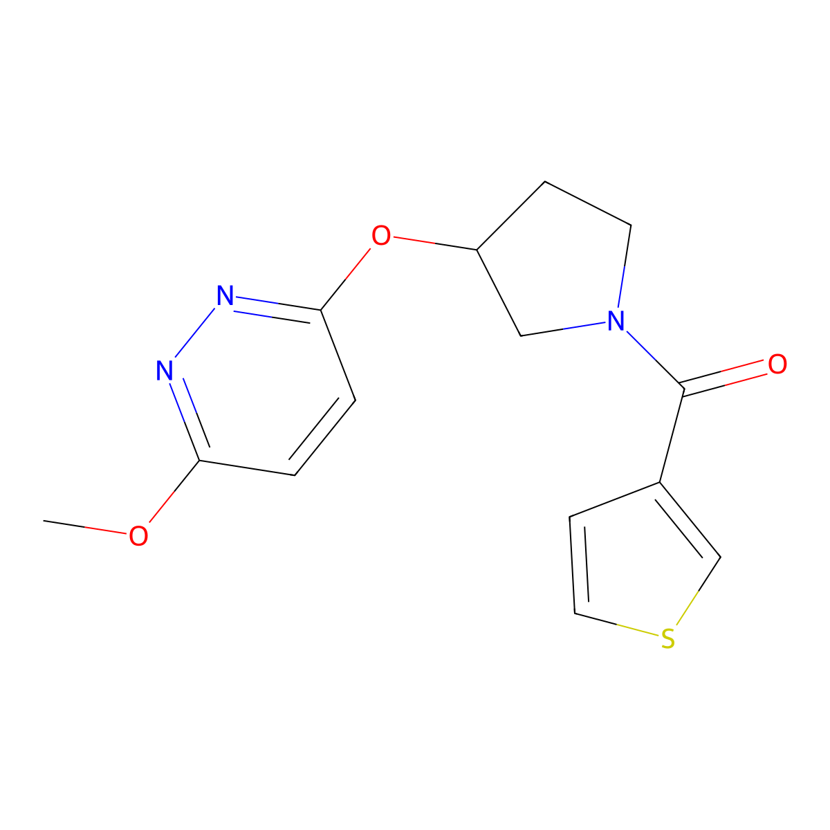 (3-((6-Methoxypyridazin-3-yl)oxy)pyrrolidin-1-yl)(thiophen-3-yl)methanone molecular structure, CAS 2034223-81-7