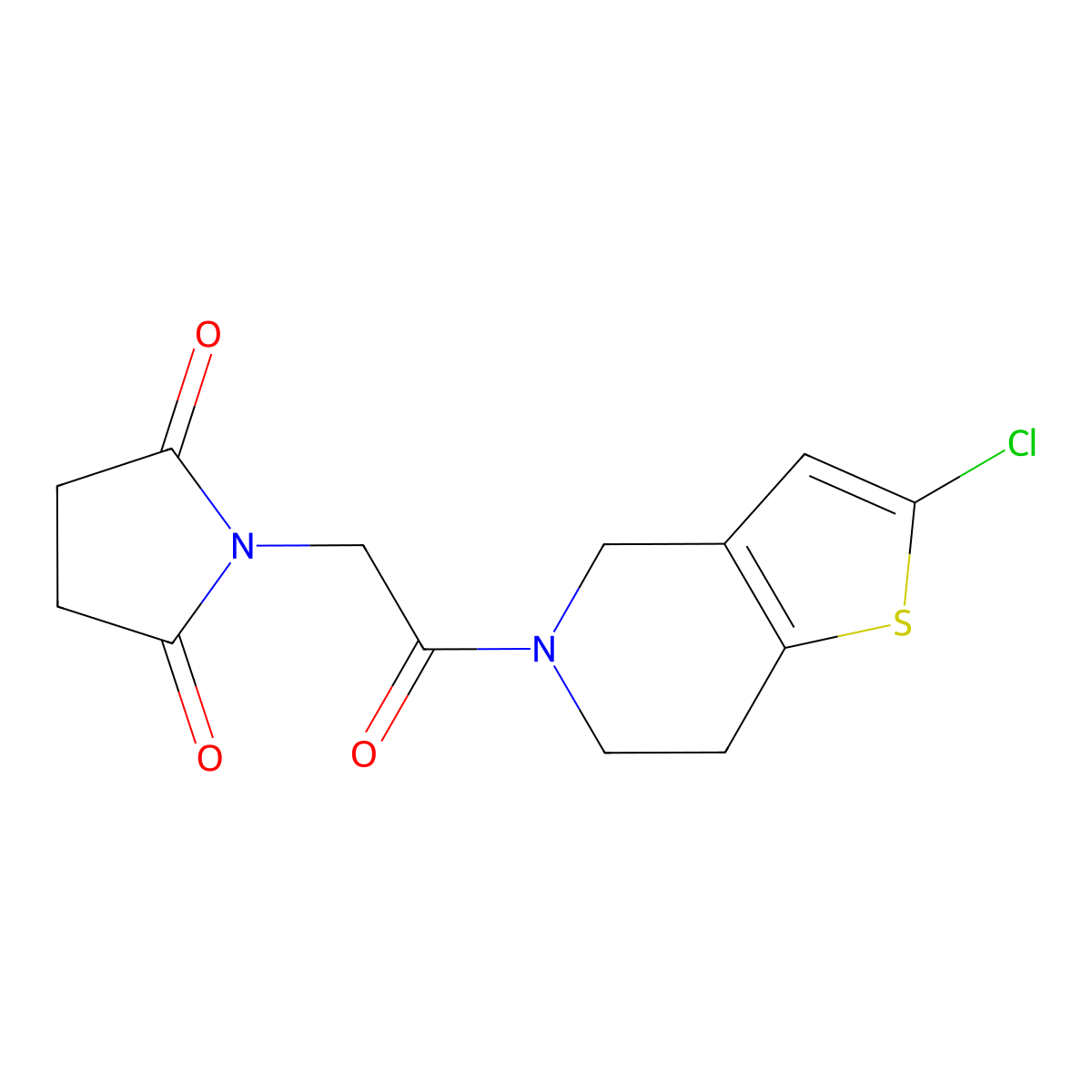 1-(2-(2-chloro-6,7-dihydrothieno[3,2-c]pyridin-5(4H)-yl)-2-oxoethyl)pyrrolidine-2,5-dione molecular structure, CAS 2034223-84-0