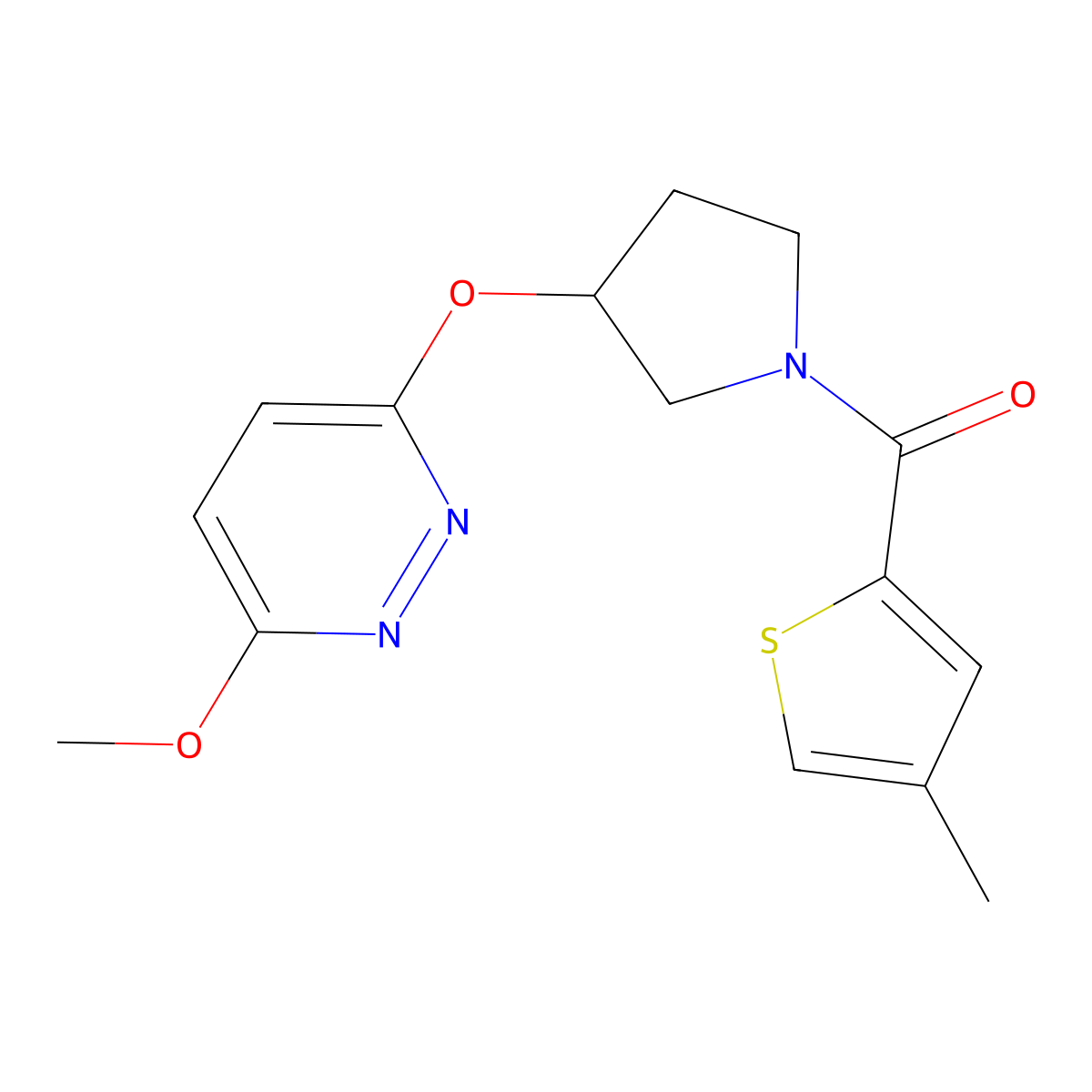 (3-((6-Methoxypyridazin-3-yl)oxy)pyrrolidin-1-yl)(4-methylthiophen-2-yl)methanone molecular structure, CAS 2034223-86-2