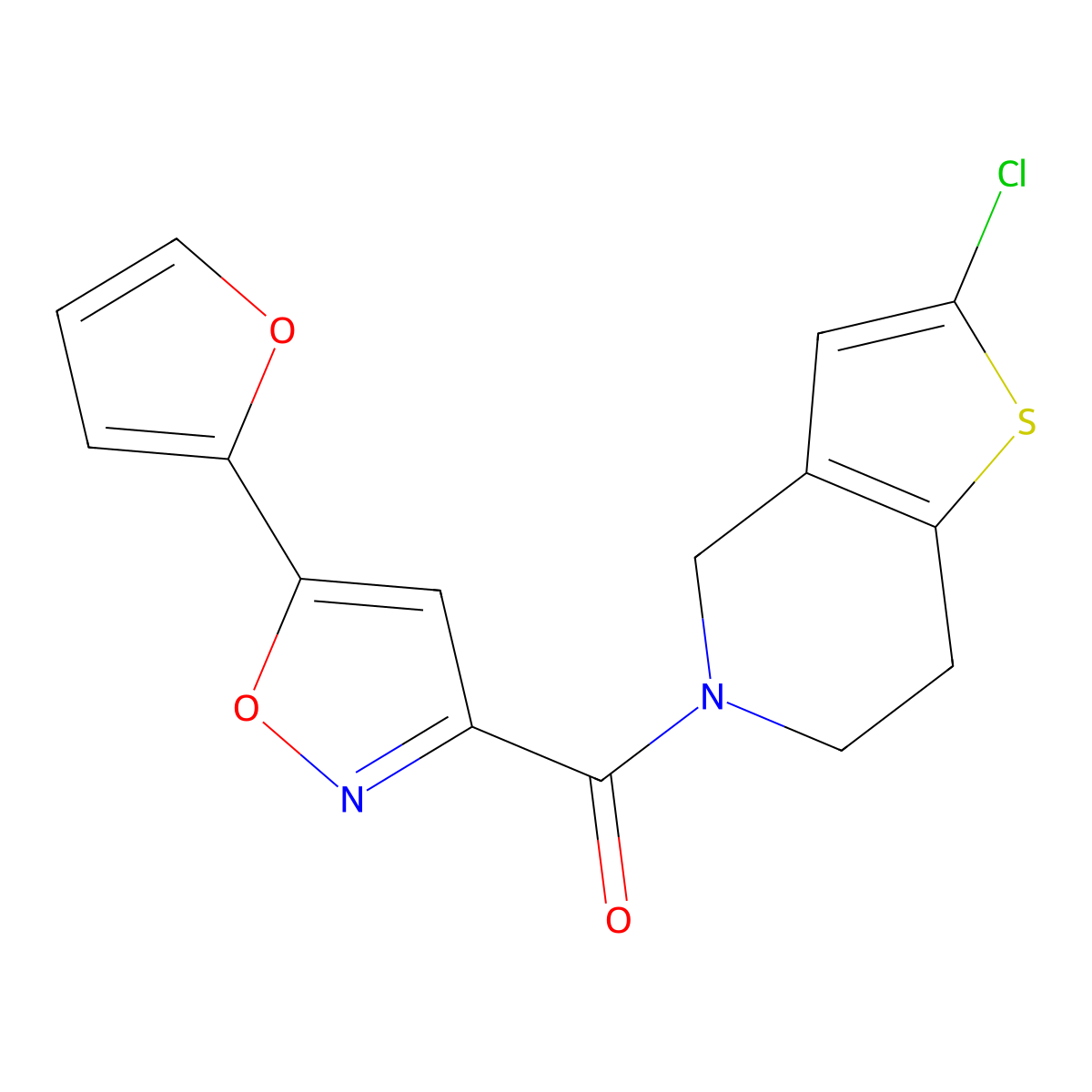 (2-chloro-6,7-dihydrothieno[3,2-c]pyridin-5(4H)-yl)(5-(furan-2-yl)isoxazol-3-yl)methanone molecular structure, CAS 2034223-91-9