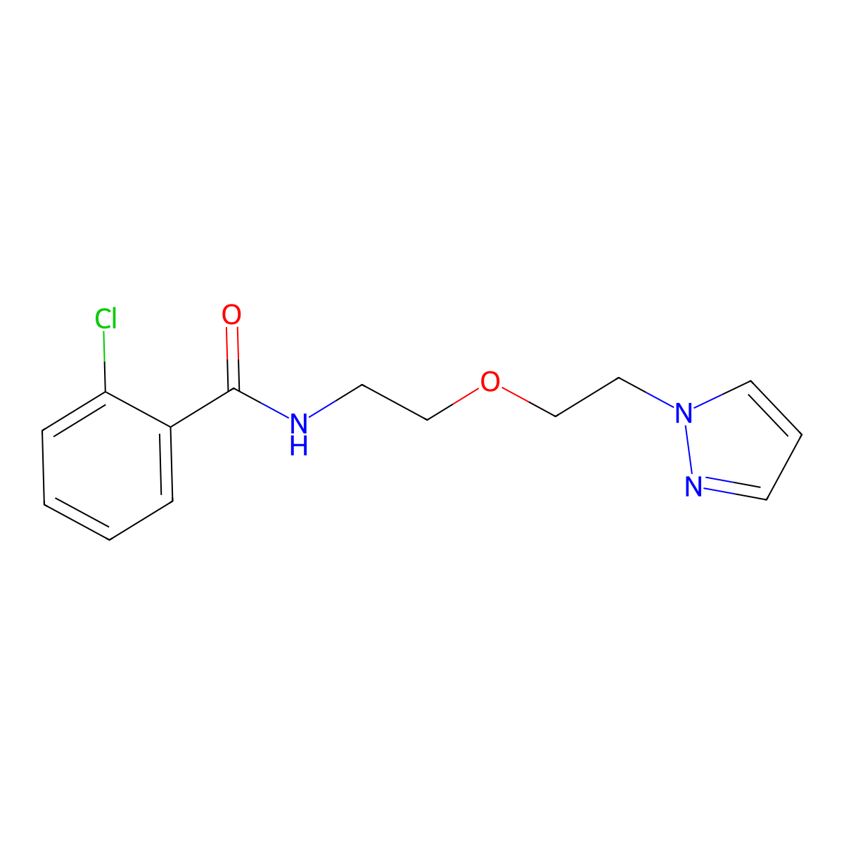 2-chloro-N-{2-[2-(1H-pyrazol-1-yl)ethoxy]ethyl}benzamide molecular structure, CAS 2034223-95-3