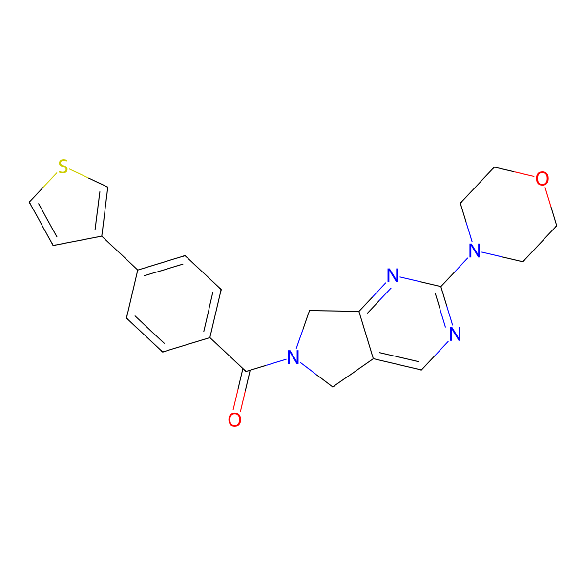 (2-morpholino-5H-pyrrolo[3,4-d]pyrimidin-6(7H)-yl)(4-(thiophen-3-yl)phenyl)methanone molecular structure, CAS 2034223-97-5