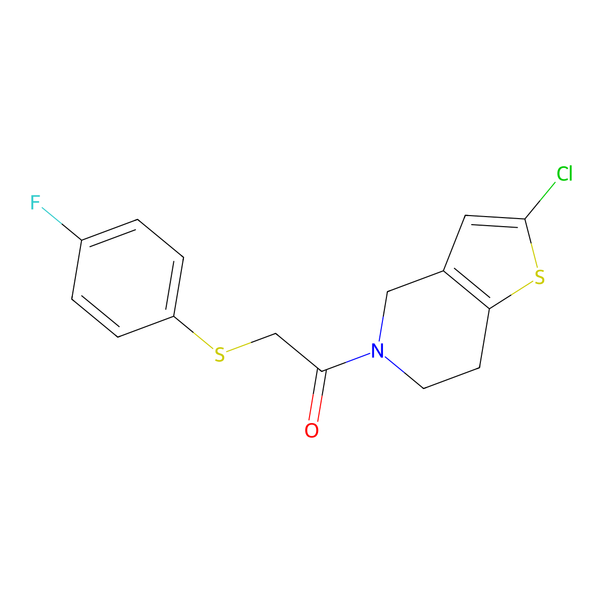1-(2-chloro-6,7-dihydrothieno[3,2-c]pyridin-5(4H)-yl)-2-((4-fluorophenyl)thio)ethanone molecular structure, CAS 2034224-04-7