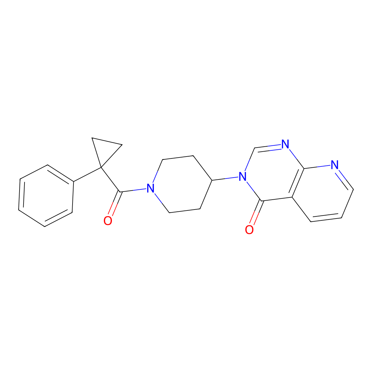 3-(1-(1-phenylcyclopropanecarbonyl)piperidin-4-yl)pyrido[2,3-d]pyrimidin-4(3H)-one molecular structure, CAS 2034224-07-0