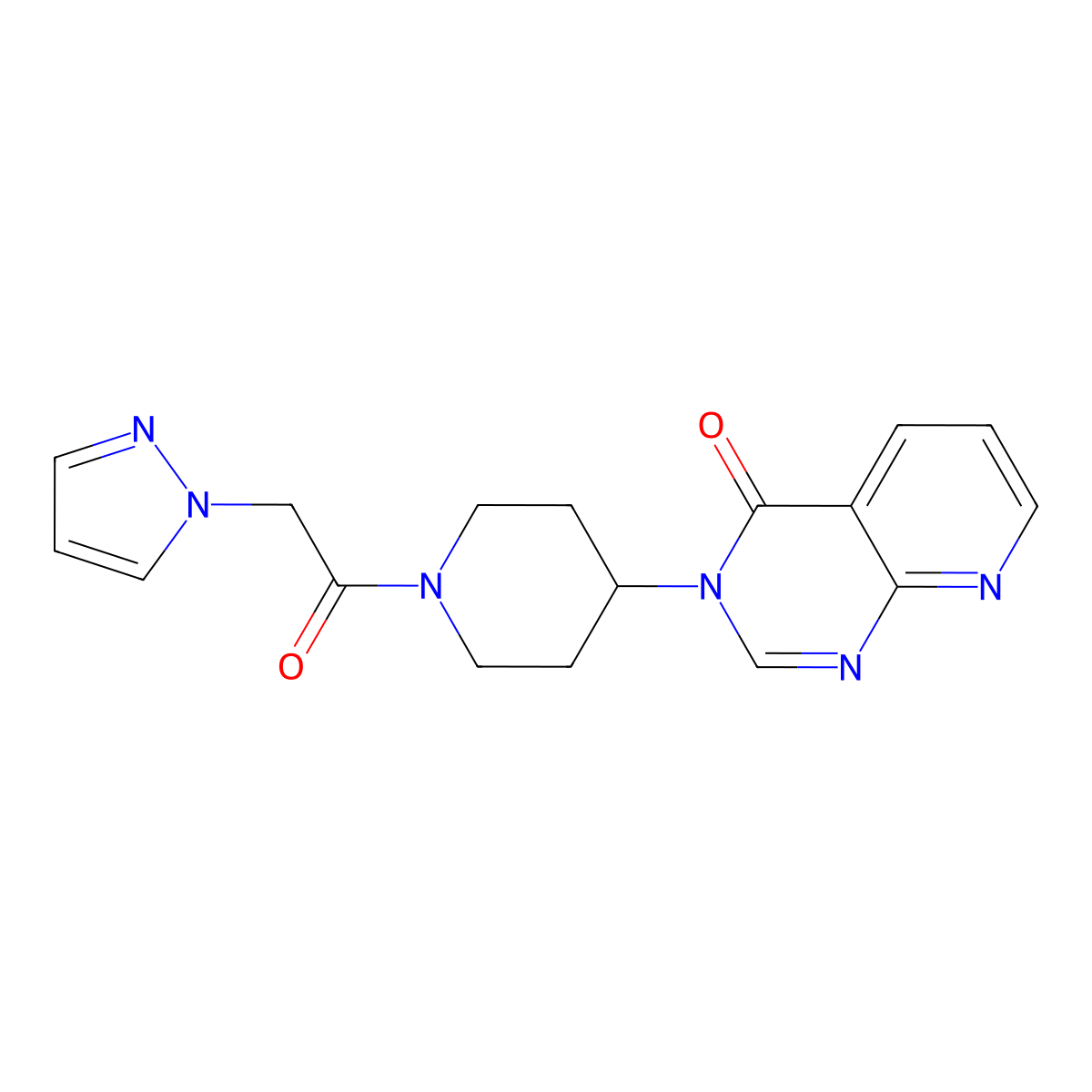 3-(1-(2-(1H-pyrazol-1-yl)acetyl)piperidin-4-yl)pyrido[2,3-d]pyrimidin-4(3H)-one molecular structure, CAS 2034224-13-8