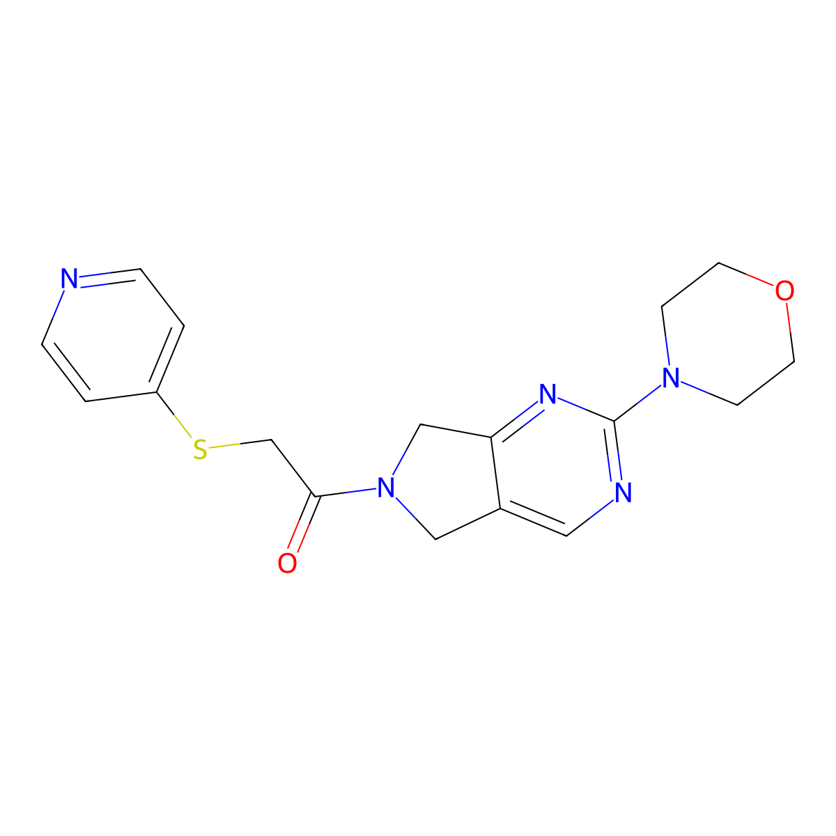 1-(2-morpholino-5H-pyrrolo[3,4-d]pyrimidin-6(7H)-yl)-2-(pyridin-4-ylthio)ethanone molecular structure, CAS 2034224-15-0