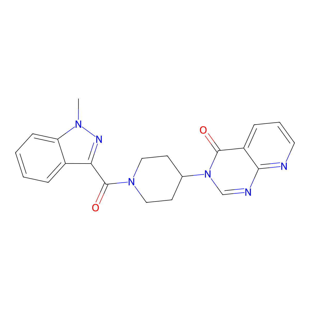 3-(1-(1-methyl-1H-indazole-3-carbonyl)piperidin-4-yl)pyrido[2,3-d]pyrimidin-4(3H)-one molecular structure, CAS 2034224-21-8