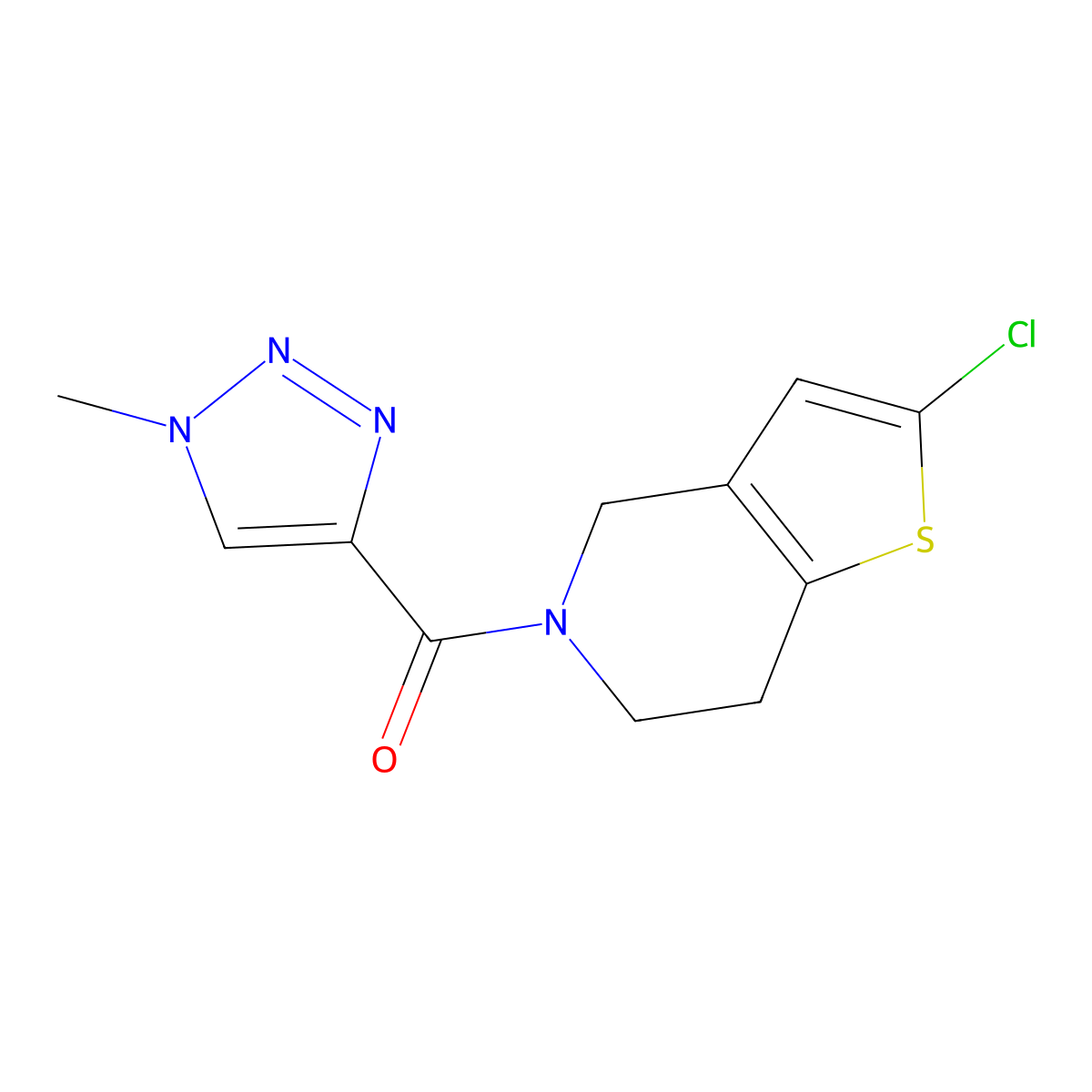 (2-chloro-6,7-dihydrothieno[3,2-c]pyridin-5(4H)-yl)(1-methyl-1H-1,2,3-triazol-4-yl)methanone molecular structure, CAS 2034224-23-0