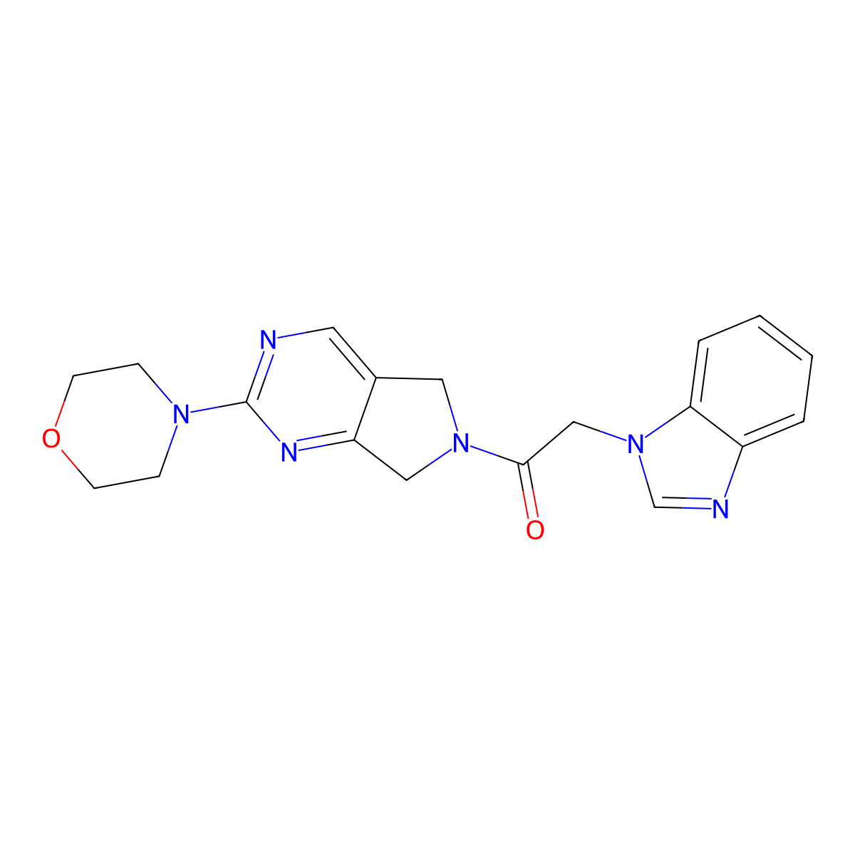 2-(1H-benzo[d]imidazol-1-yl)-1-(2-morpholino-5H-pyrrolo[3,4-d]pyrimidin-6(7H)-yl)ethanone molecular structure, CAS 2034224-24-1