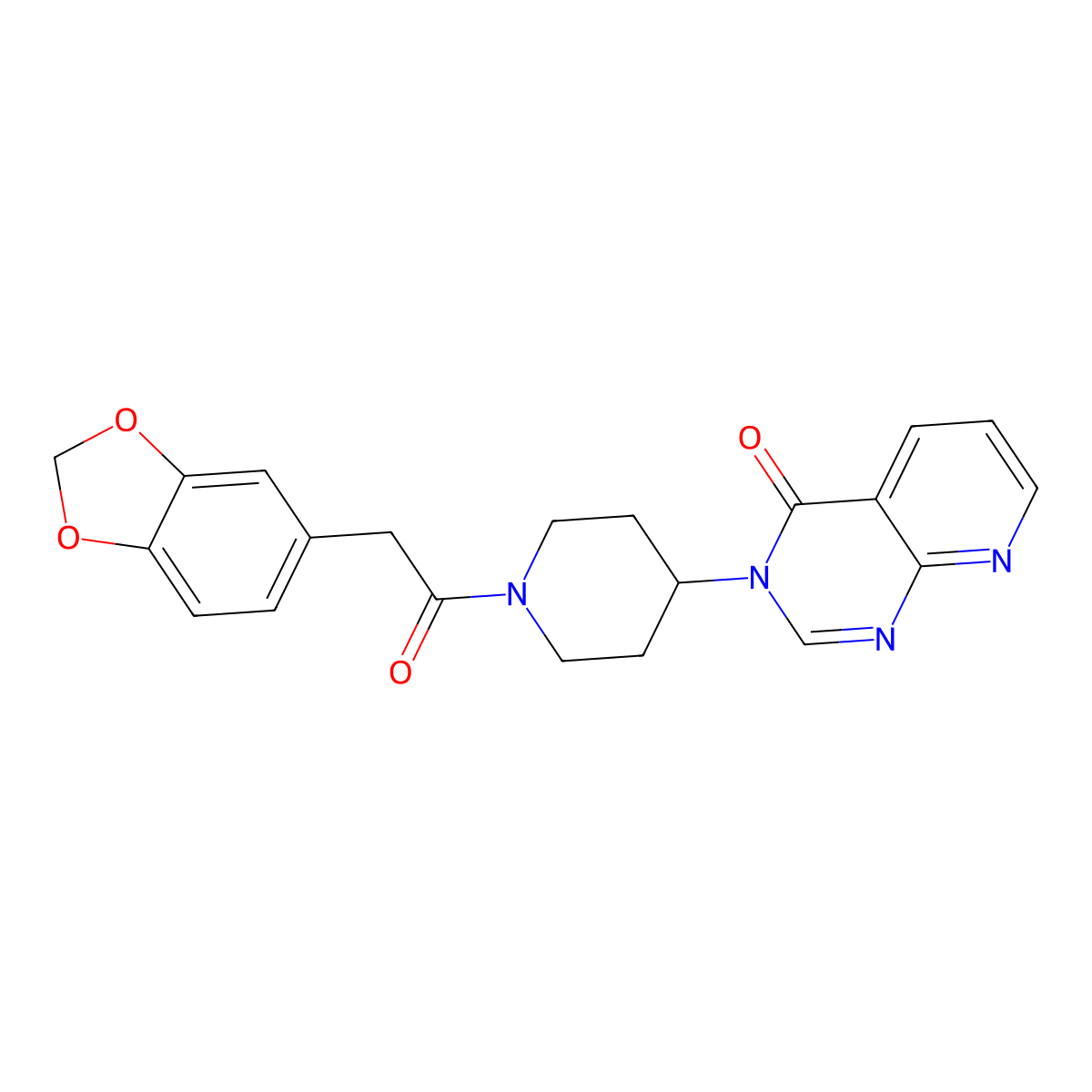 3-(1-(2-(benzo[d][1,3]dioxol-5-yl)acetyl)piperidin-4-yl)pyrido[2,3-d]pyrimidin-4(3H)-one molecular structure, CAS 2034224-59-2