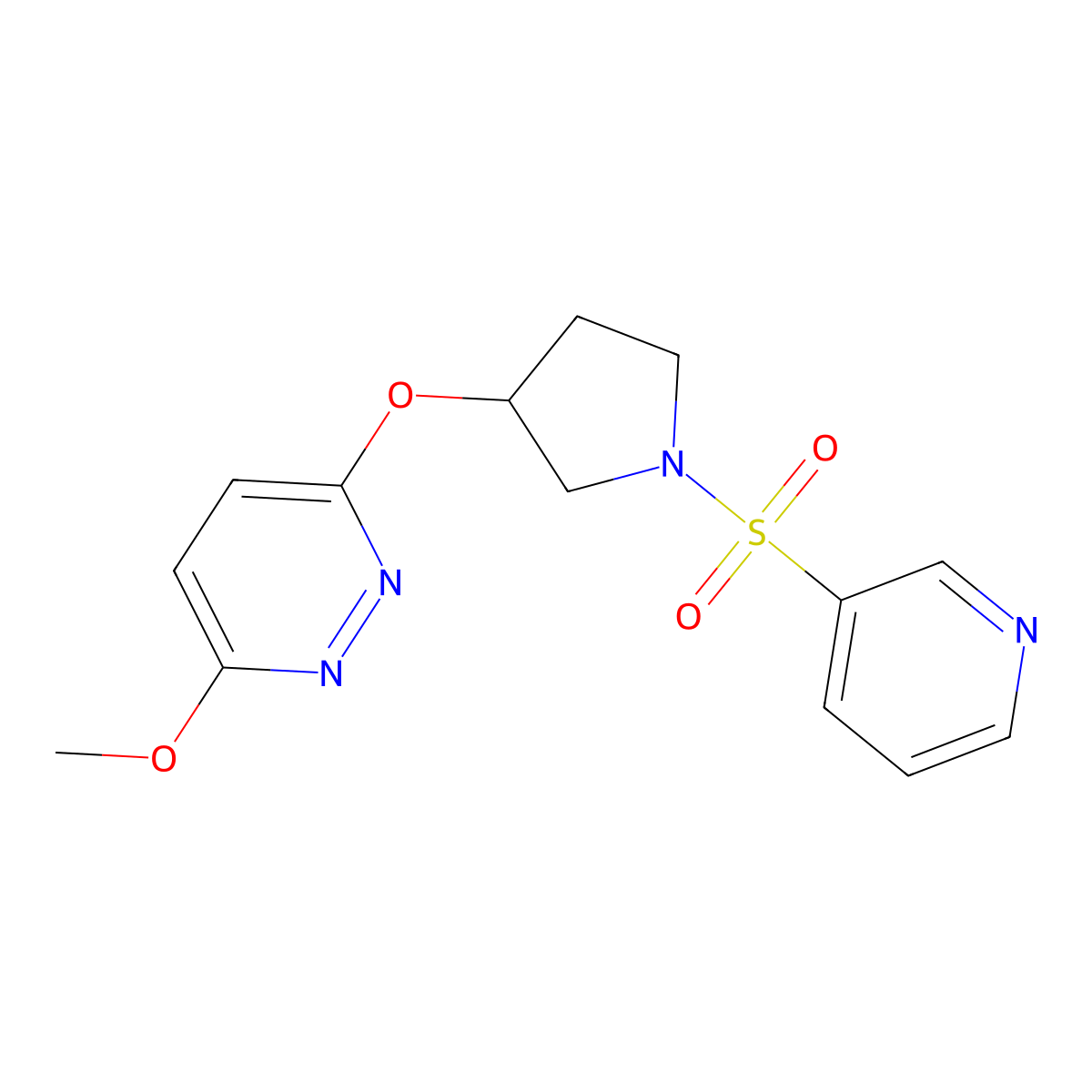 3-Methoxy-6-((1-(pyridin-3-ylsulfonyl)pyrrolidin-3-yl)oxy)pyridazine molecular structure, CAS 2034224-62-7
